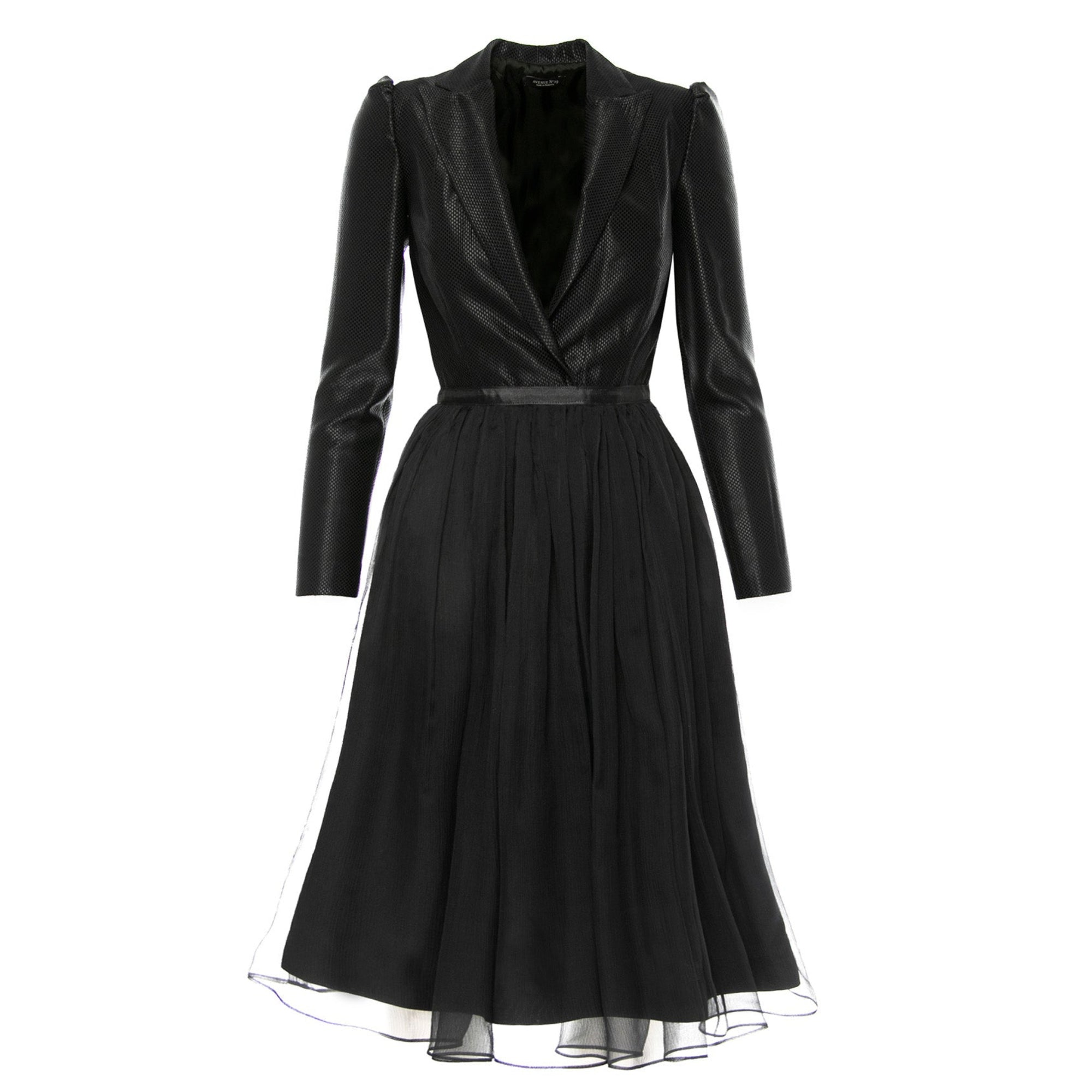 Black dress with long sleeves on a white background