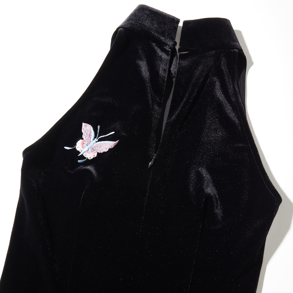 Black Halter-Neck Butterfly Qipao