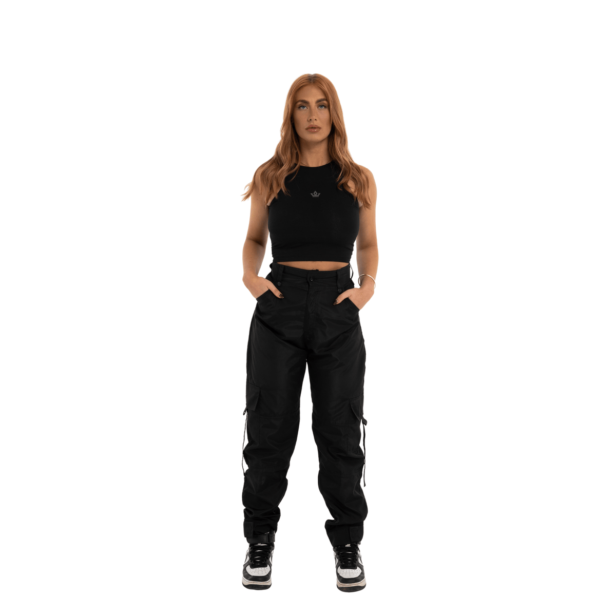 Flat lay of the cropped silhouette and color contrast