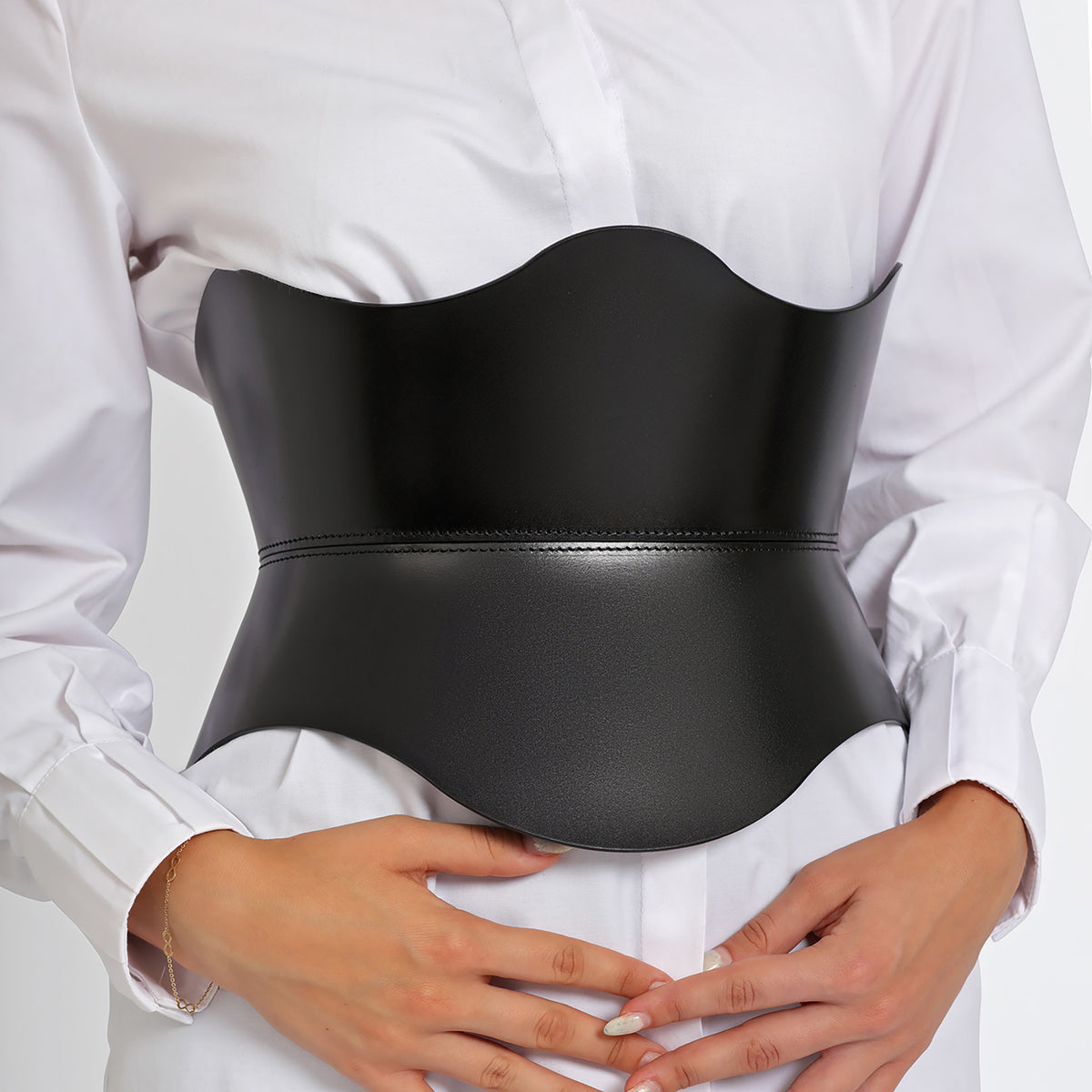 HAUTE CUIR - Black Leather Athena Corset, buy at DOORS NYC