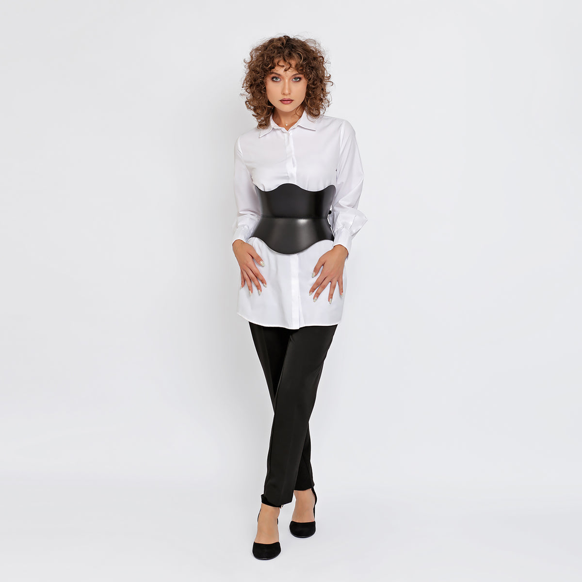 HAUTE CUIR - Black Leather Athena Corset, buy at DOORS NYC