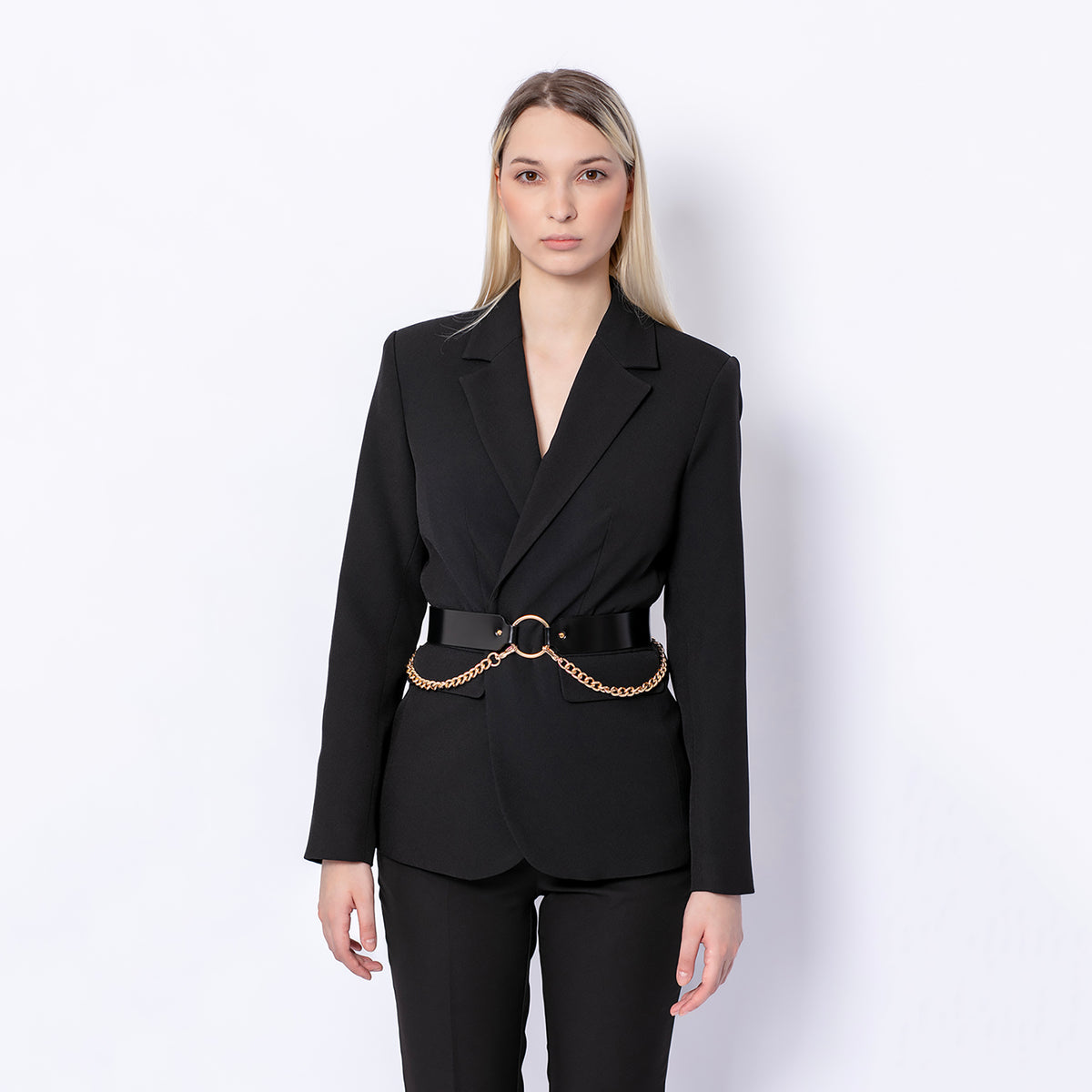 HAUTE CUIR - Black Chained Leather Belt, buy at DOORS NYC