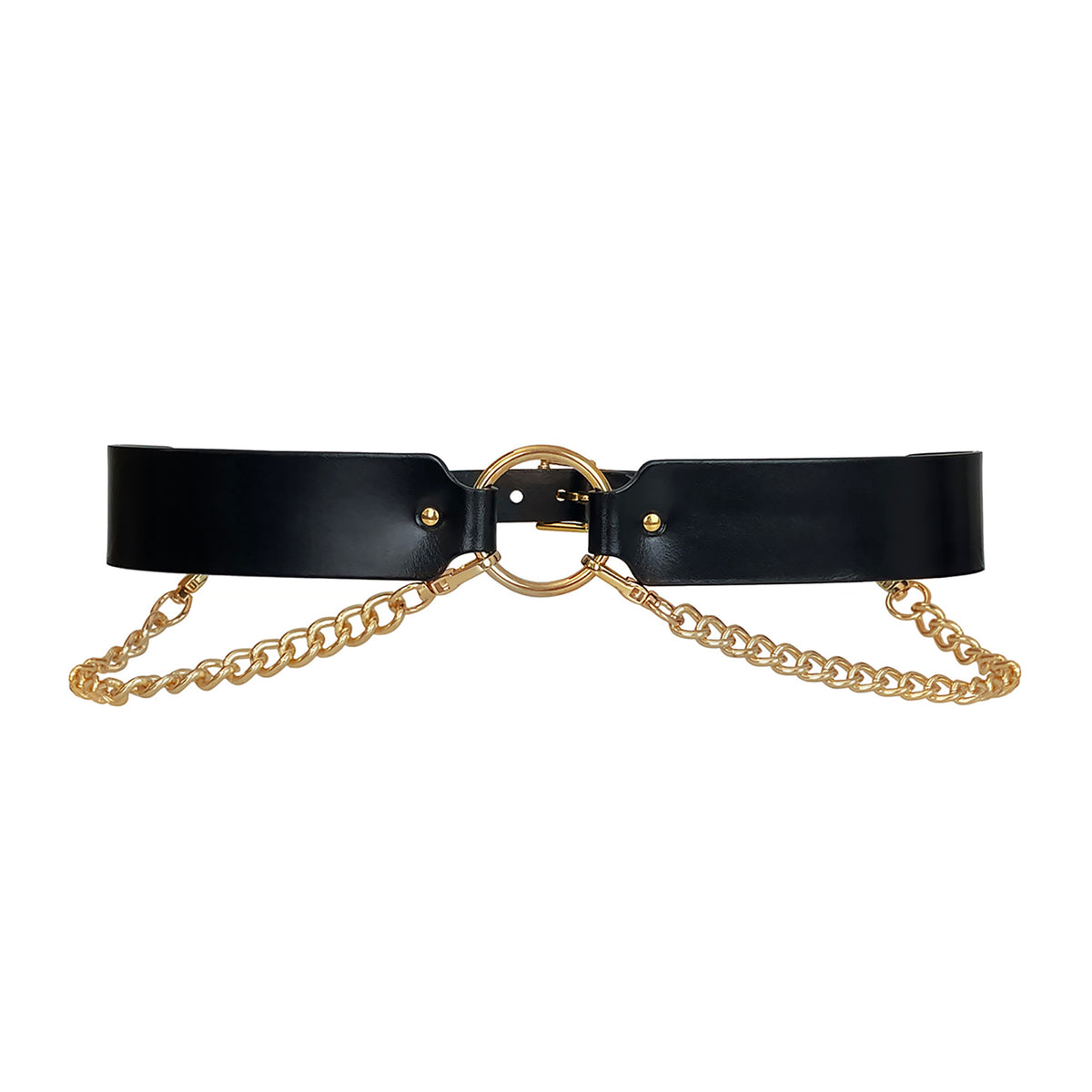 HAUTE CUIR - Black Chained Leather Belt, buy at DOORS NYC