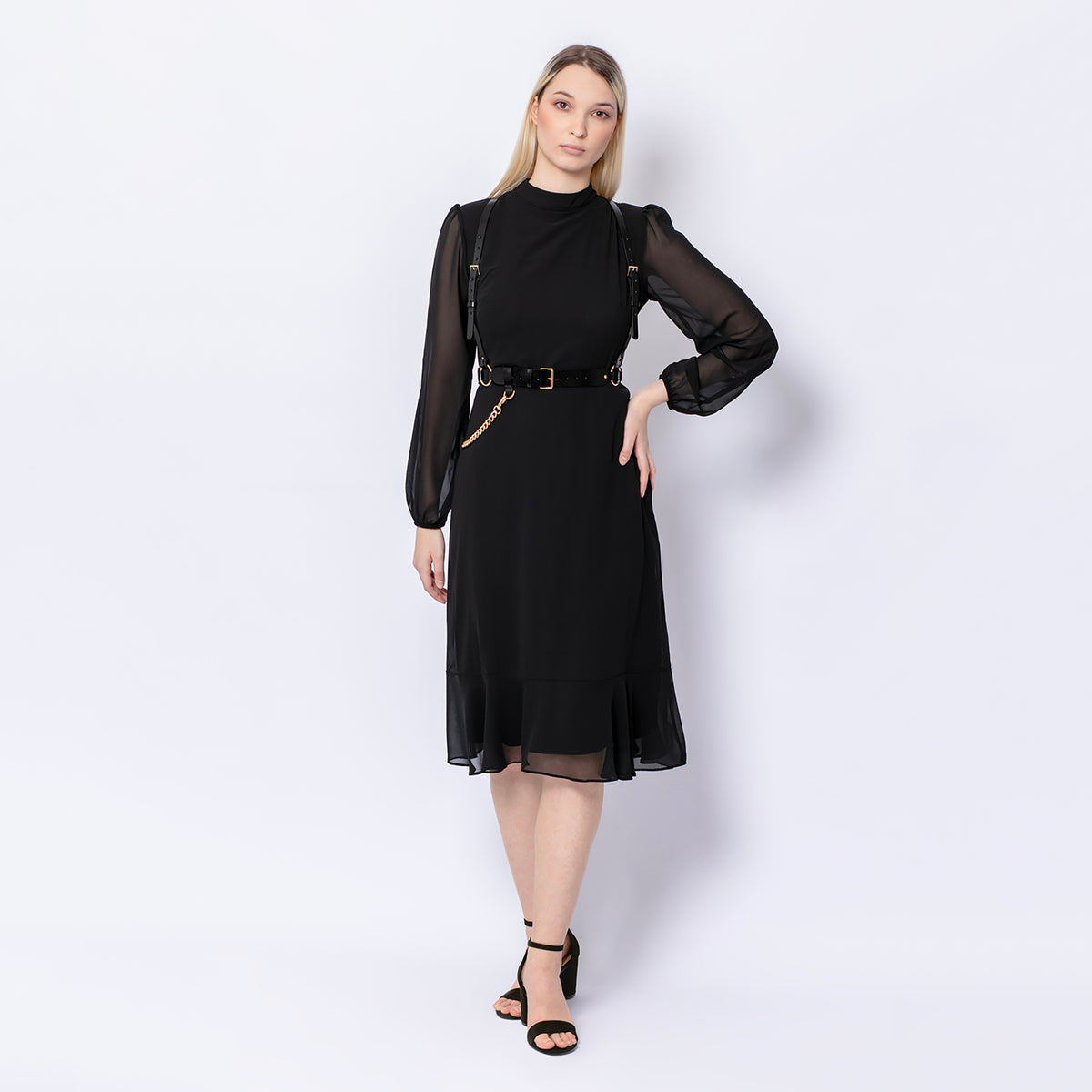 HAUTE CUIR - Black Leather Chained Harness, buy at DOORS NYC