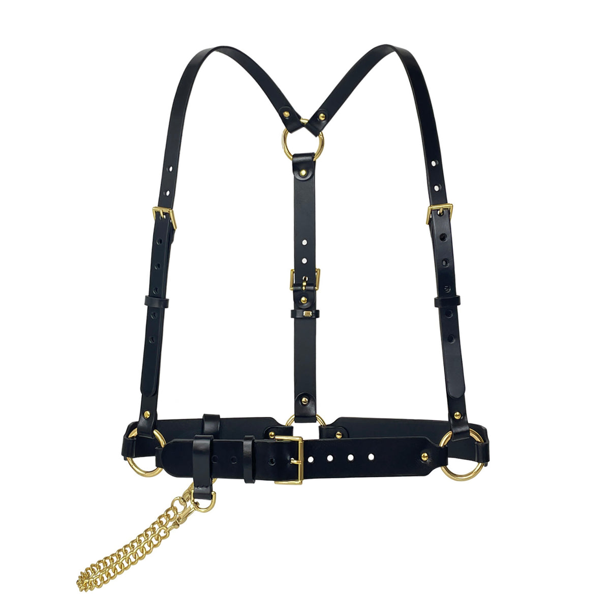 HAUTE CUIR - Black Leather Chained Harness, buy at DOORS NYC