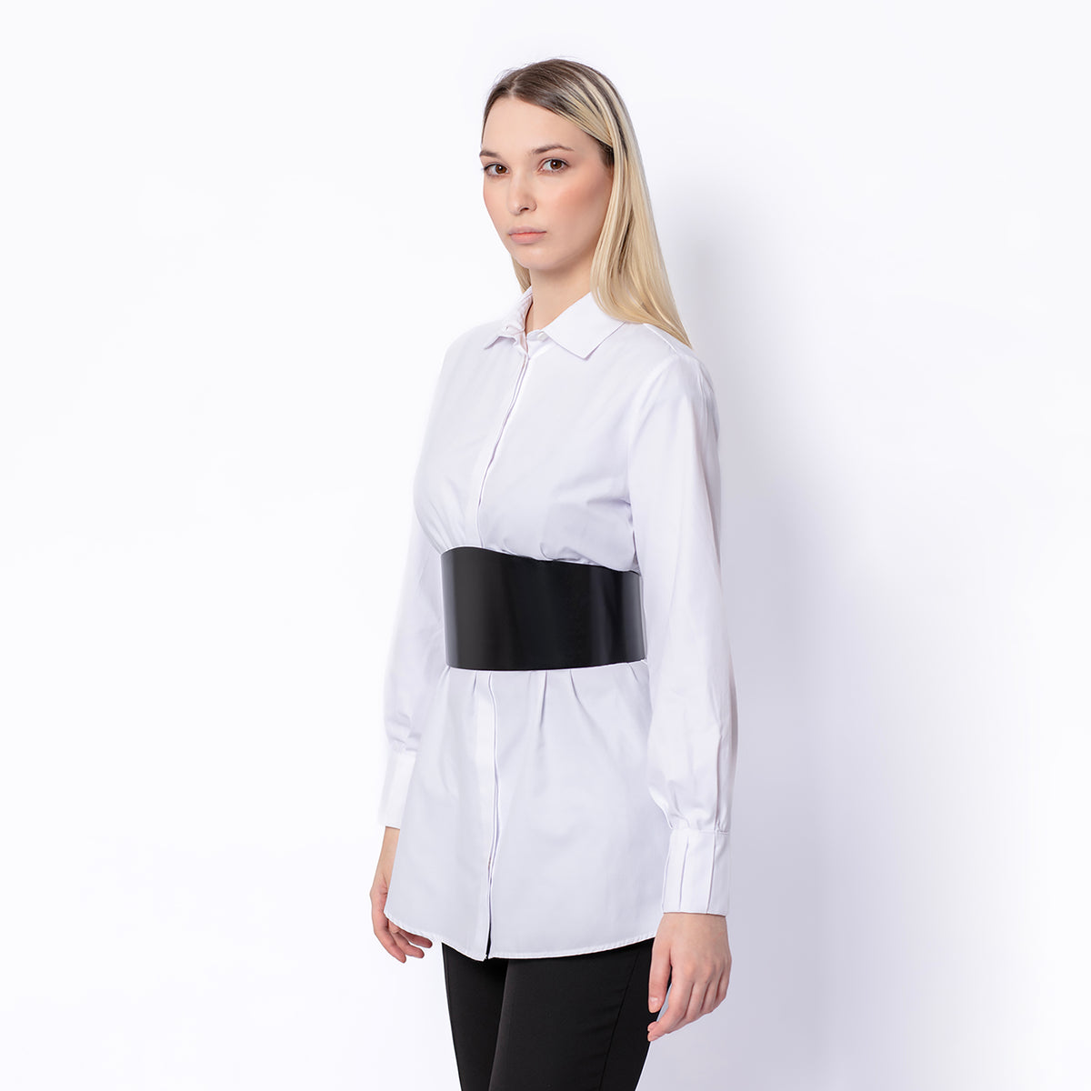 HAUTE CUIR - Black Leather Corset Belt, buy at DOORS NYC