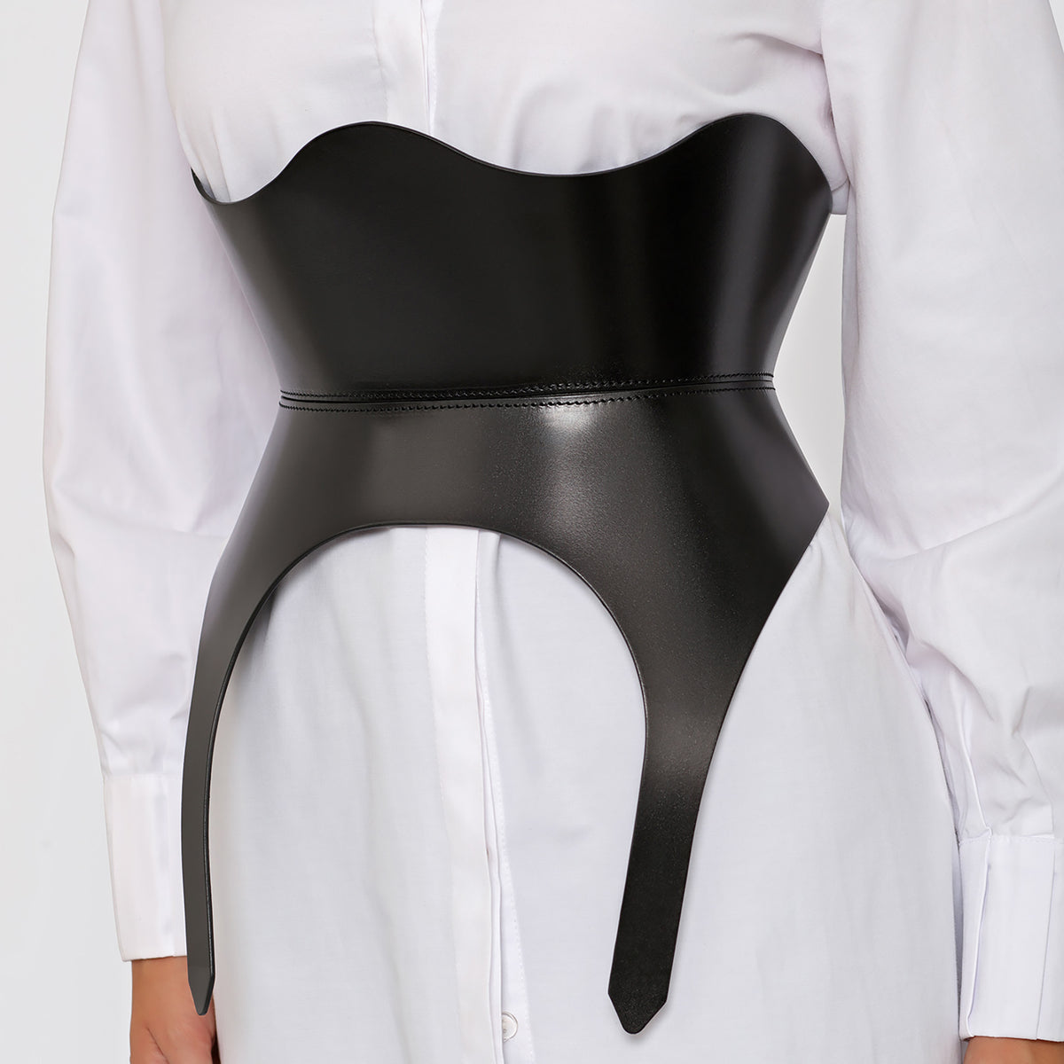 HAUTE CUIR - Black Leather Medusa Corset, buy at DOORS NYC