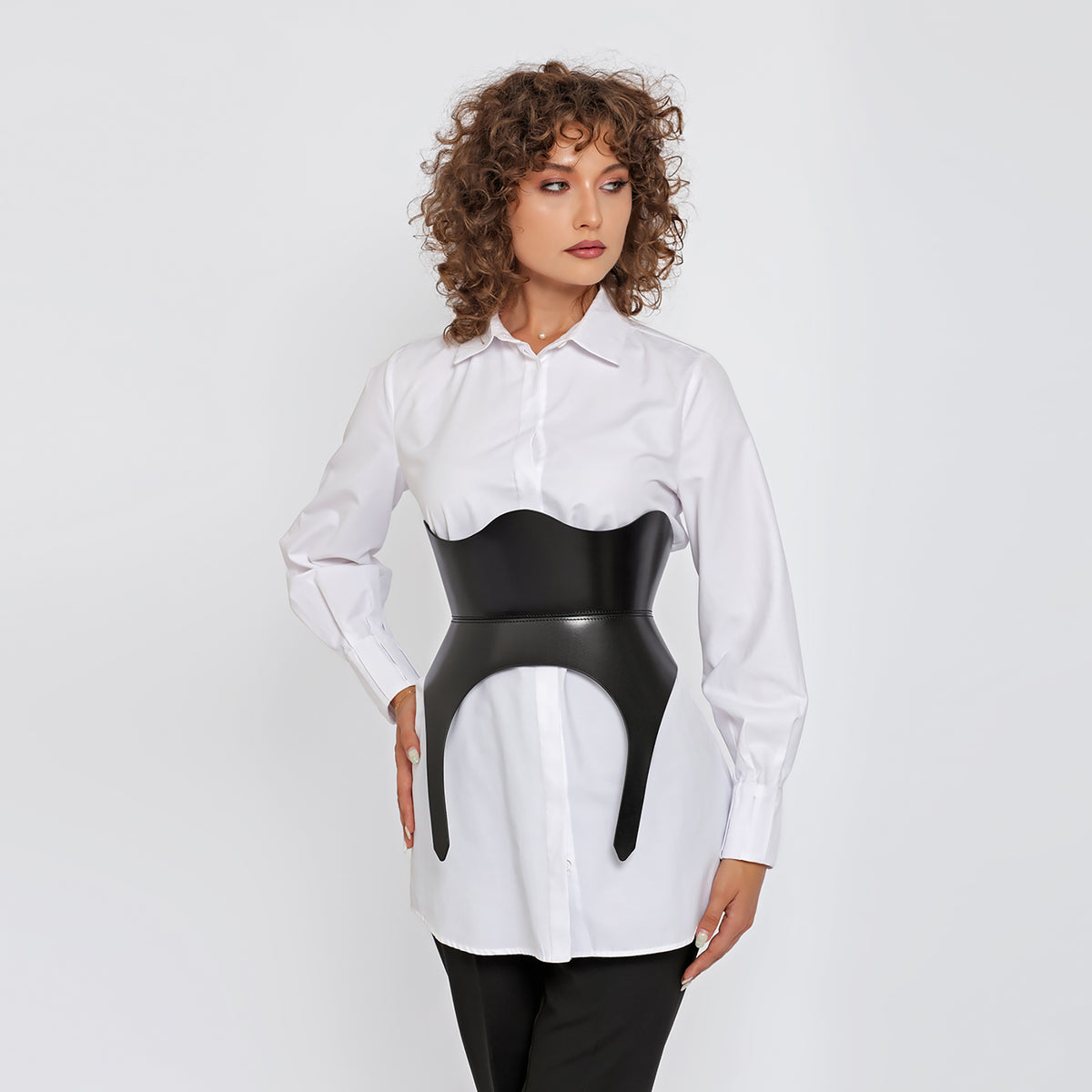 HAUTE CUIR - Black Leather Medusa Corset, buy at DOORS NYC