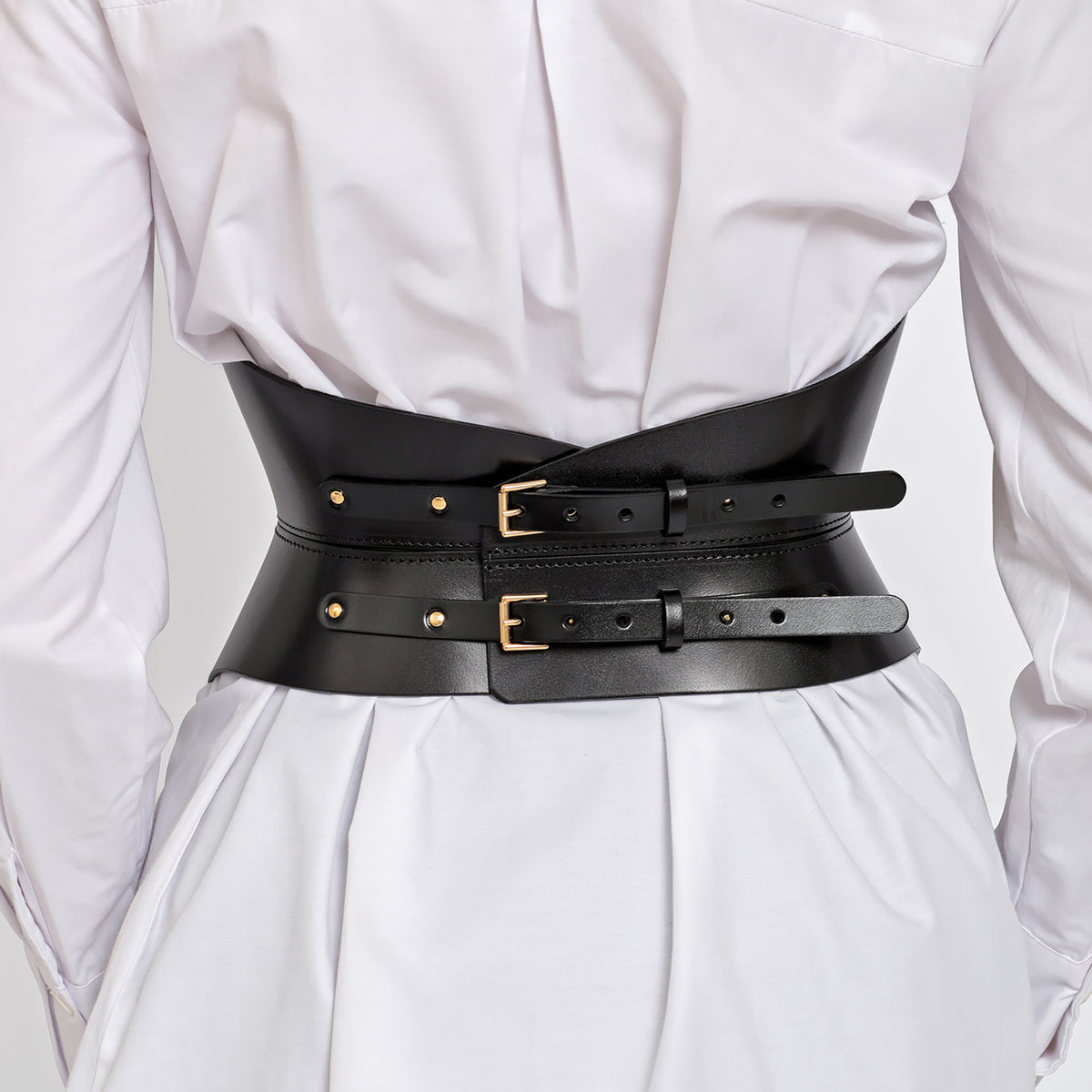 HAUTE CUIR - Black Leather Medusa Corset, buy at DOORS NYC