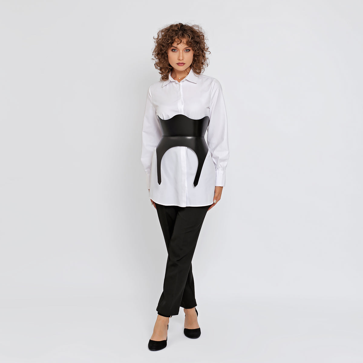 HAUTE CUIR - Black Leather Medusa Corset, buy at DOORS NYC