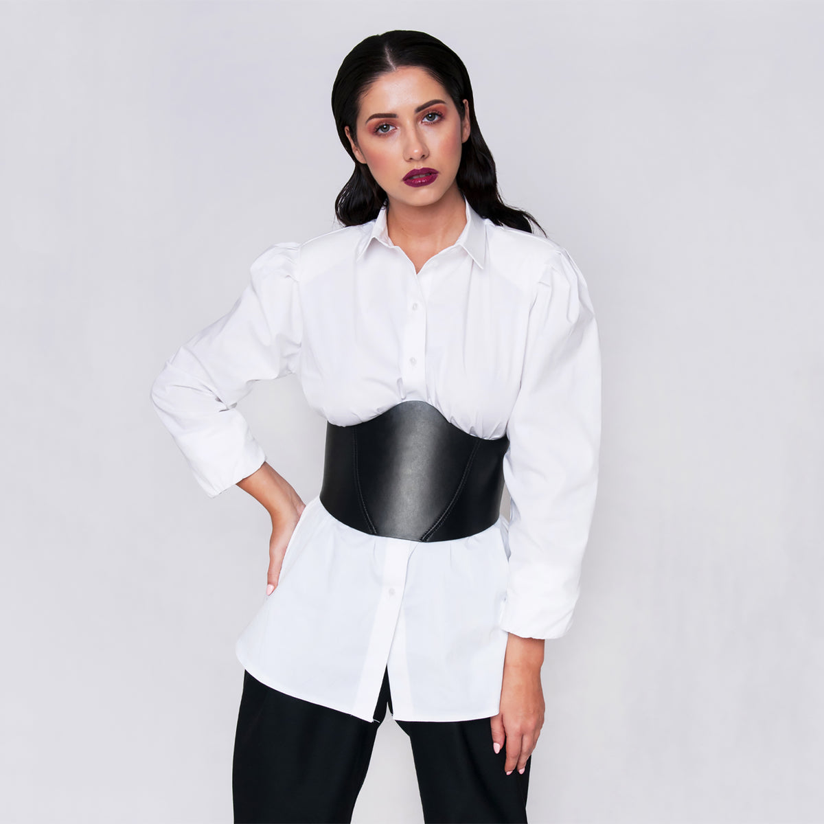 HAUTE CUIR - Black Leather Underbust Corset, buy at DOORS NYC