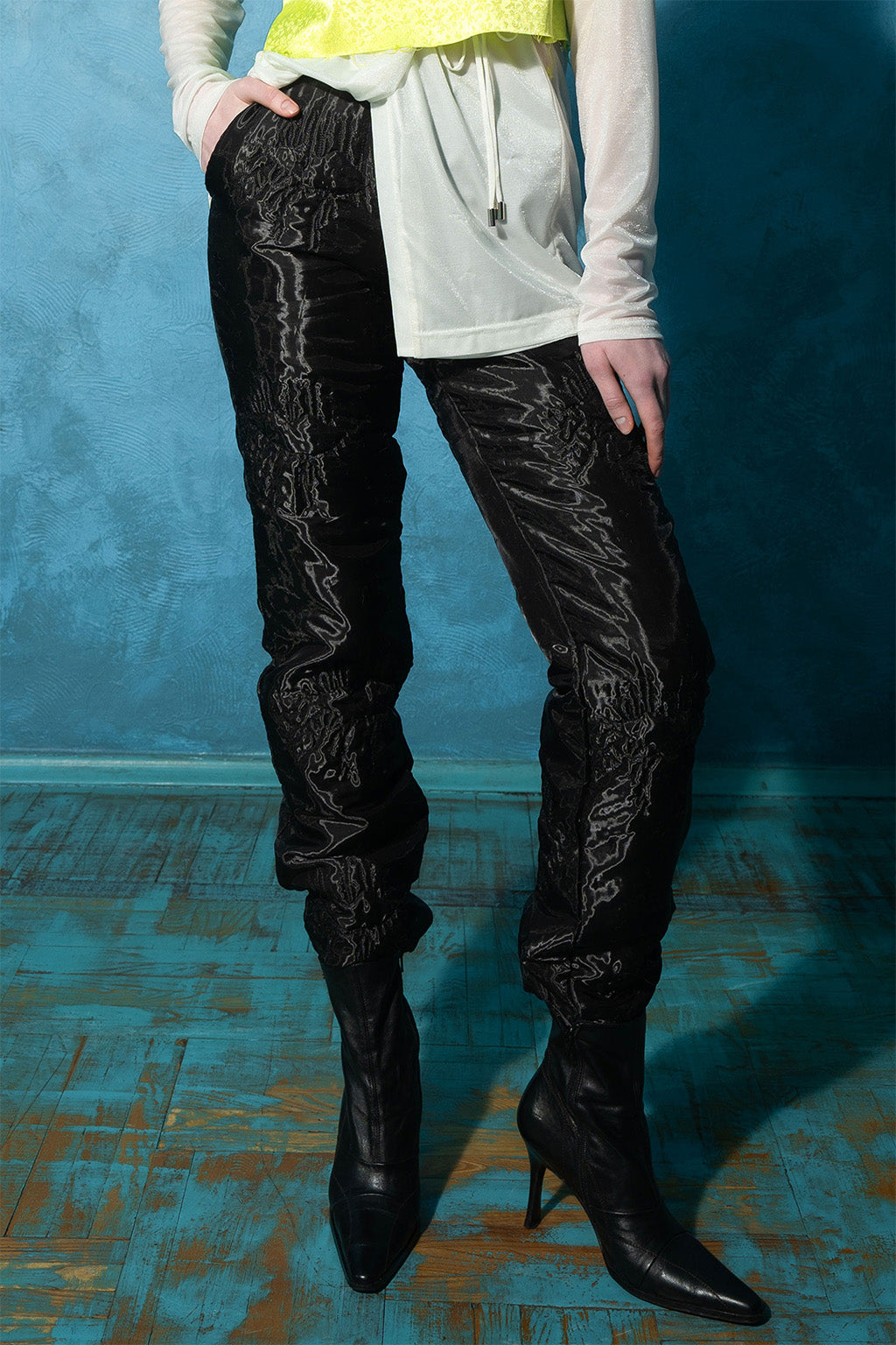 MASHAT - Black Organza Straight Pants, buy at DOORS NYC