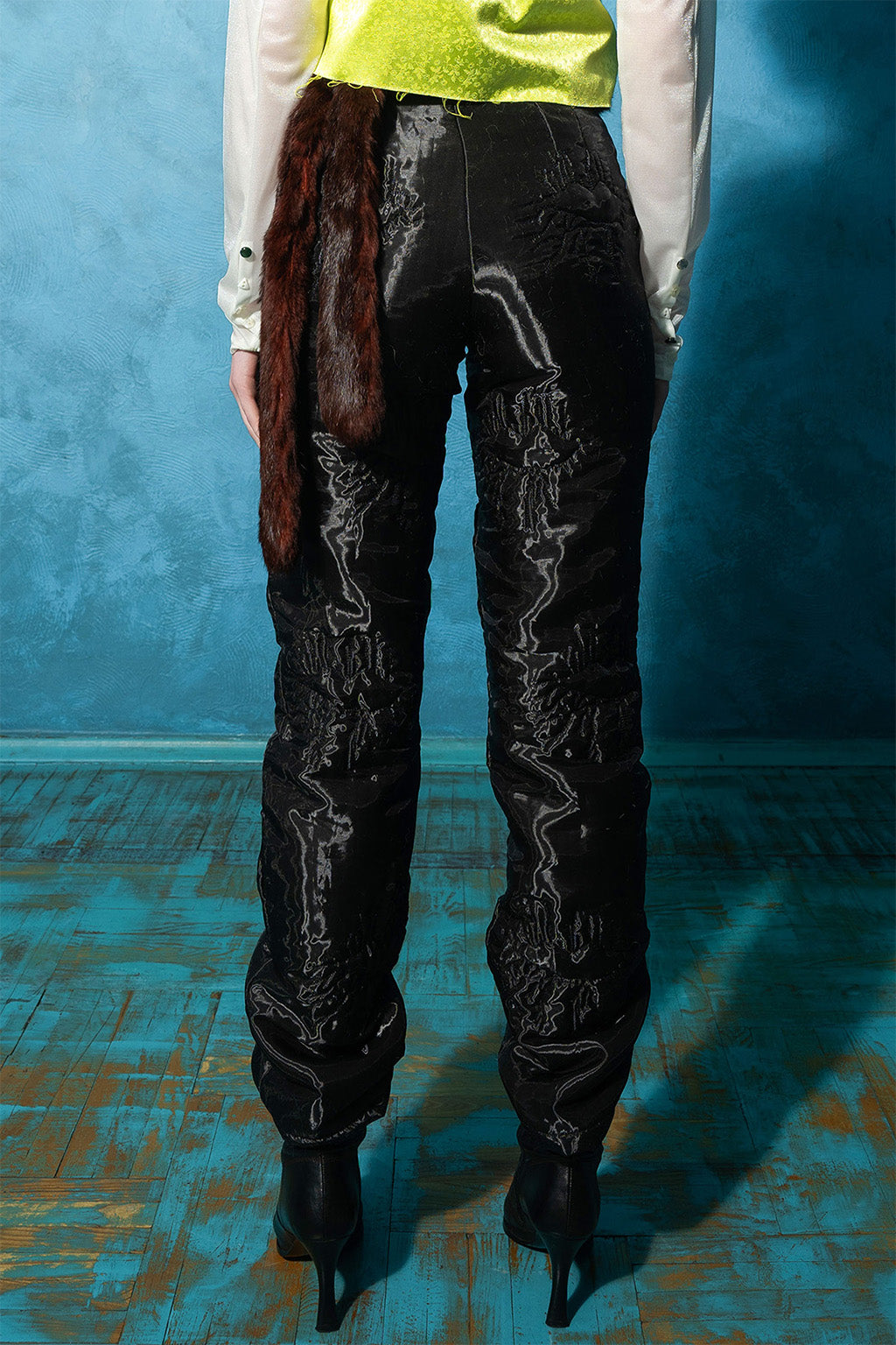 MASHAT - Black Organza Straight Pants, buy at DOORS NYC