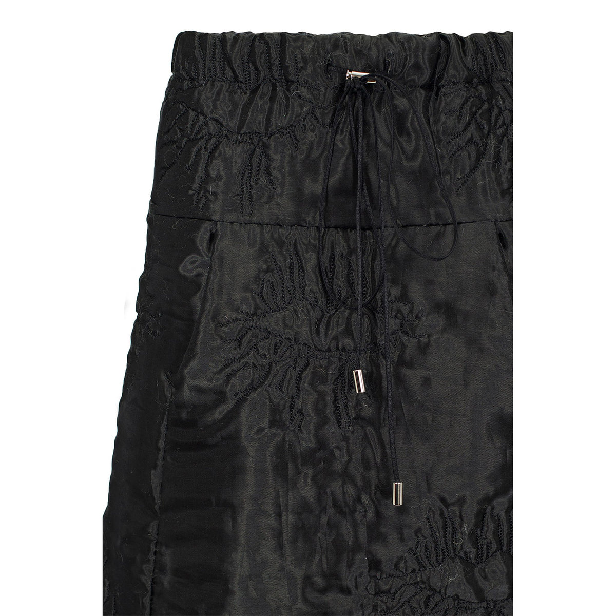 Black padded organza trapeze skirt with quilted lips by MASHAT
