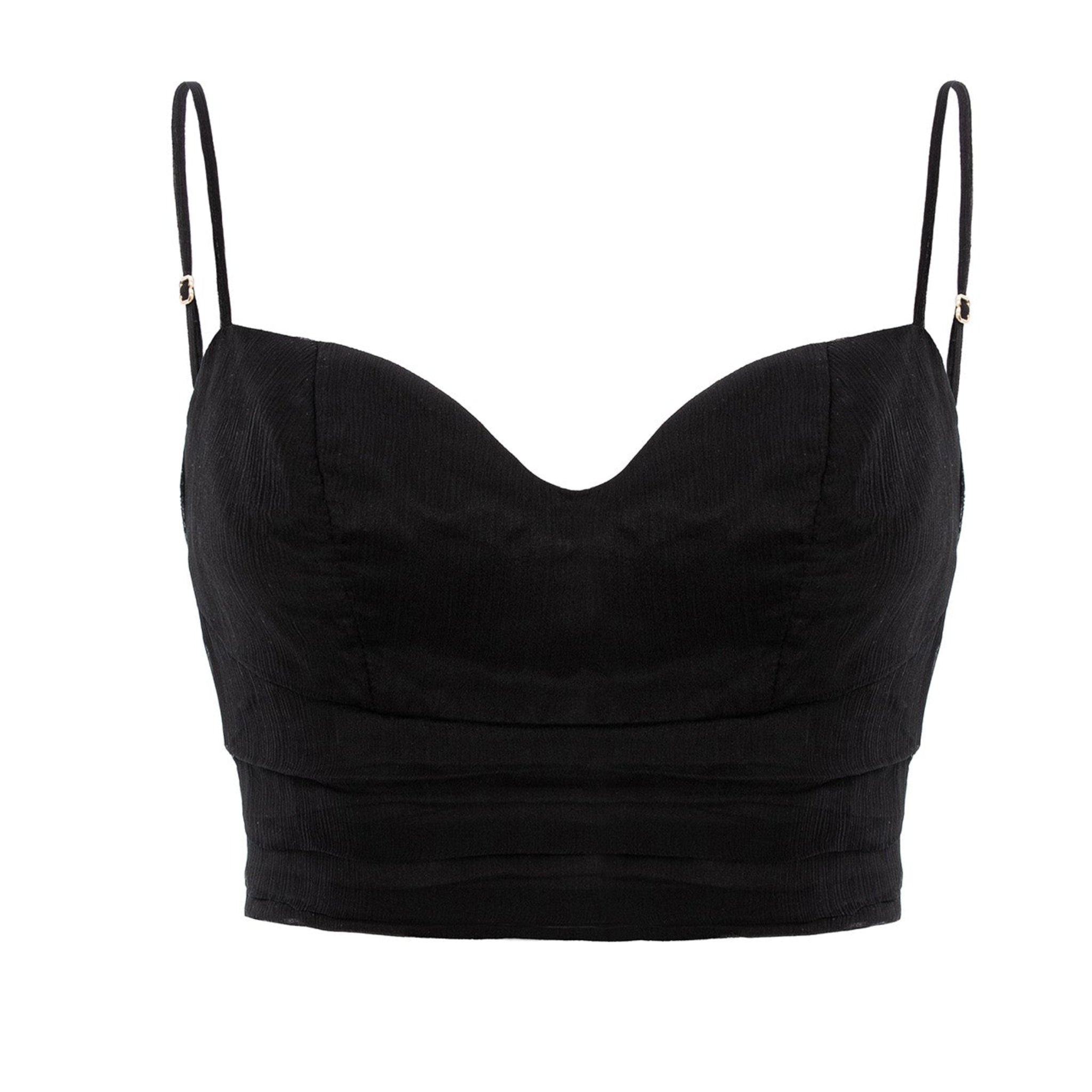 Black Silk Corset Top