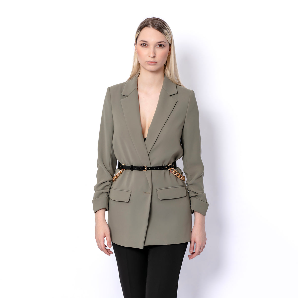 HAUTE CUIR - Black Slim Chained Belt, buy at DOORS NYC