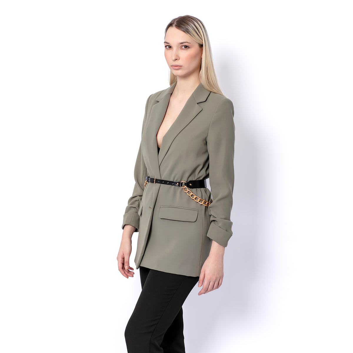 HAUTE CUIR - Black Slim Chained Belt, buy at DOORS NYC