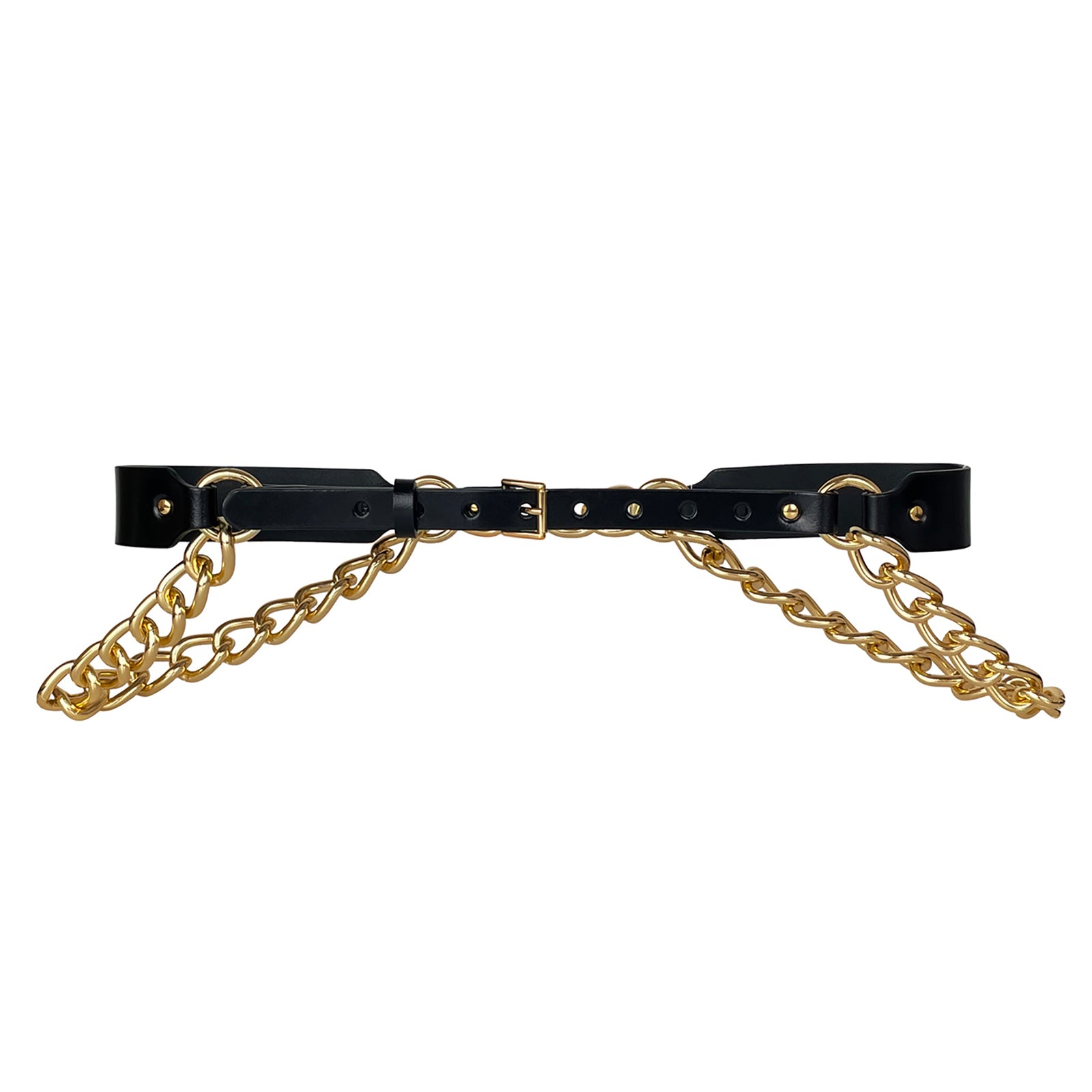 HAUTE CUIR - Black Slim Chained Belt, buy at DOORS NYC