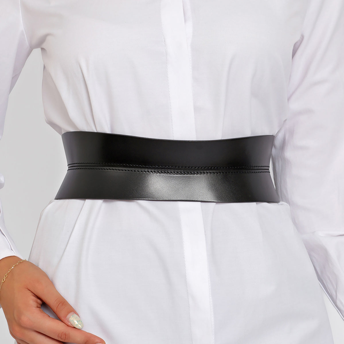 HAUTE CUIR - Black Slim Corset Belt, buy at DOORS NYC