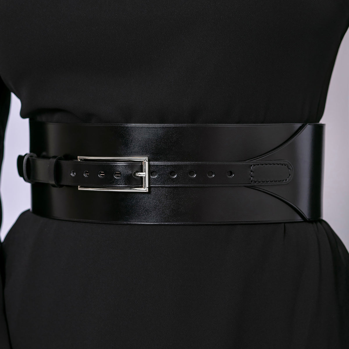HAUTE CUIR - Black Wide Leather Belt, buy at DOORS NYC