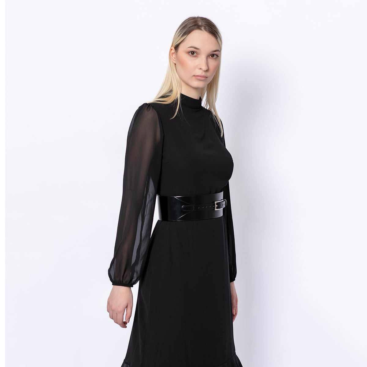 HAUTE CUIR - Black Wide Leather Belt, buy at DOORS NYC