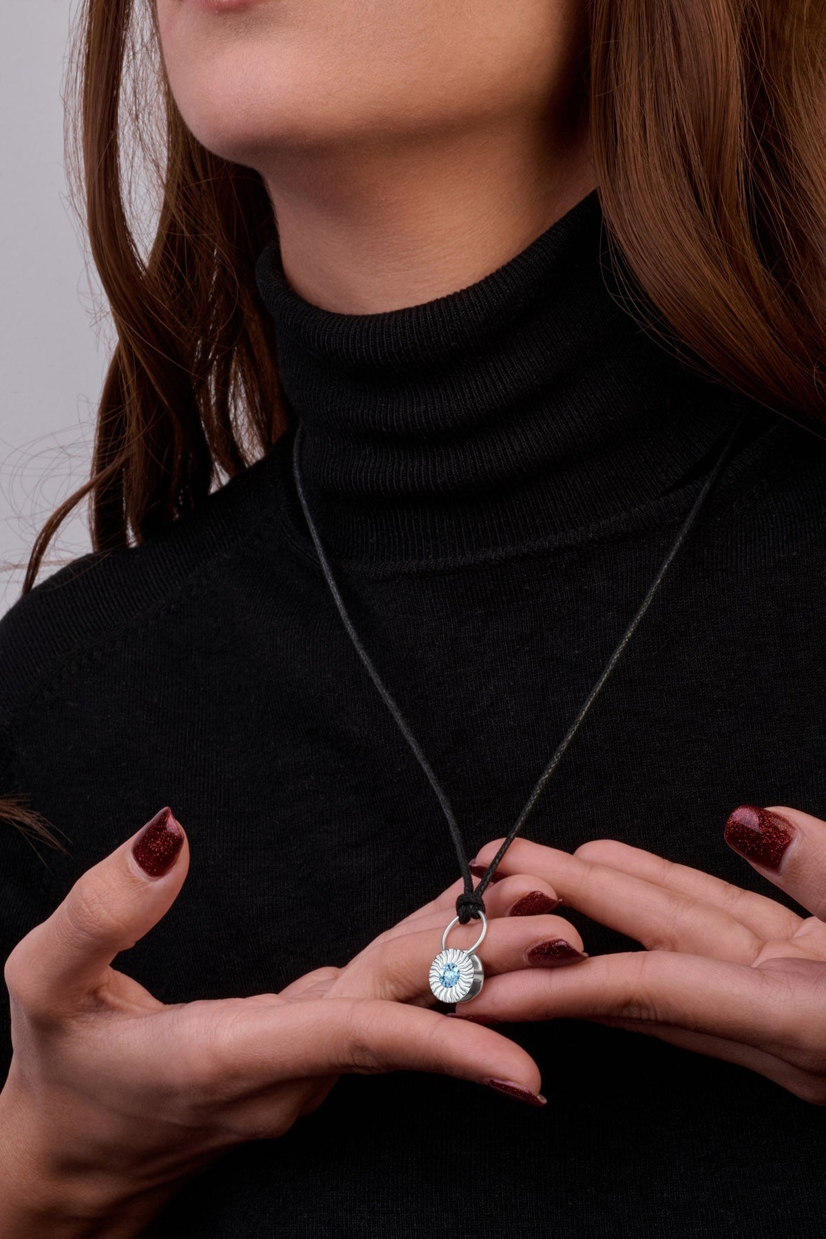 ANTY JEWELRY - Black Aura Thread Necklace with Silver &amp; Topaz, buy at DOORS NYC