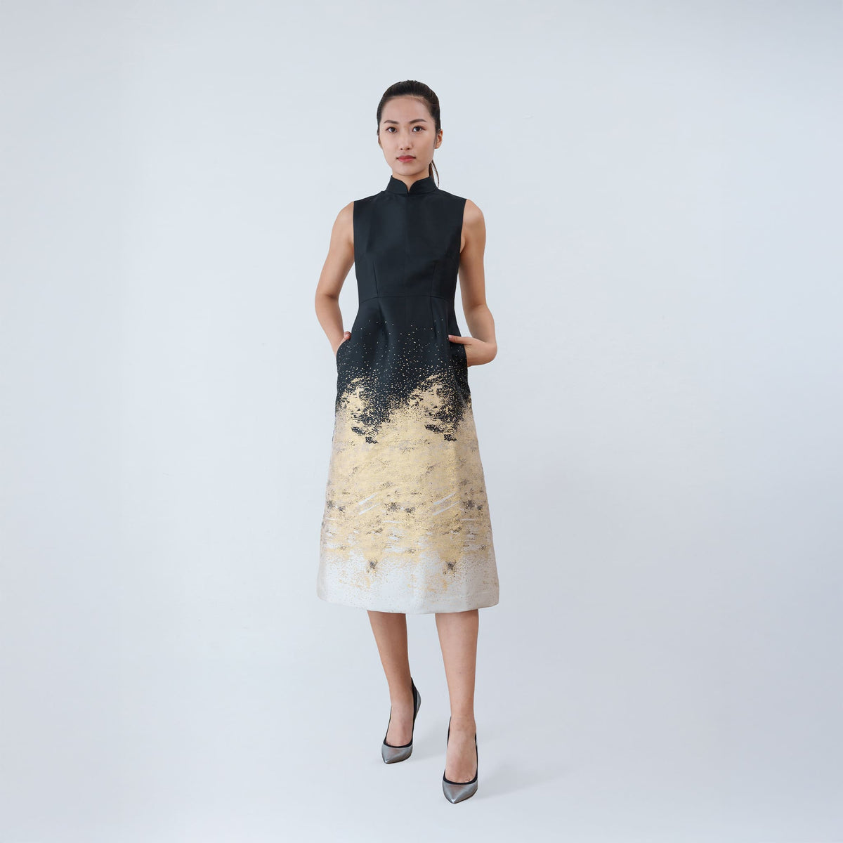 QIPOLOGY - Black Gradient Qipao, buy at DOORS NYC