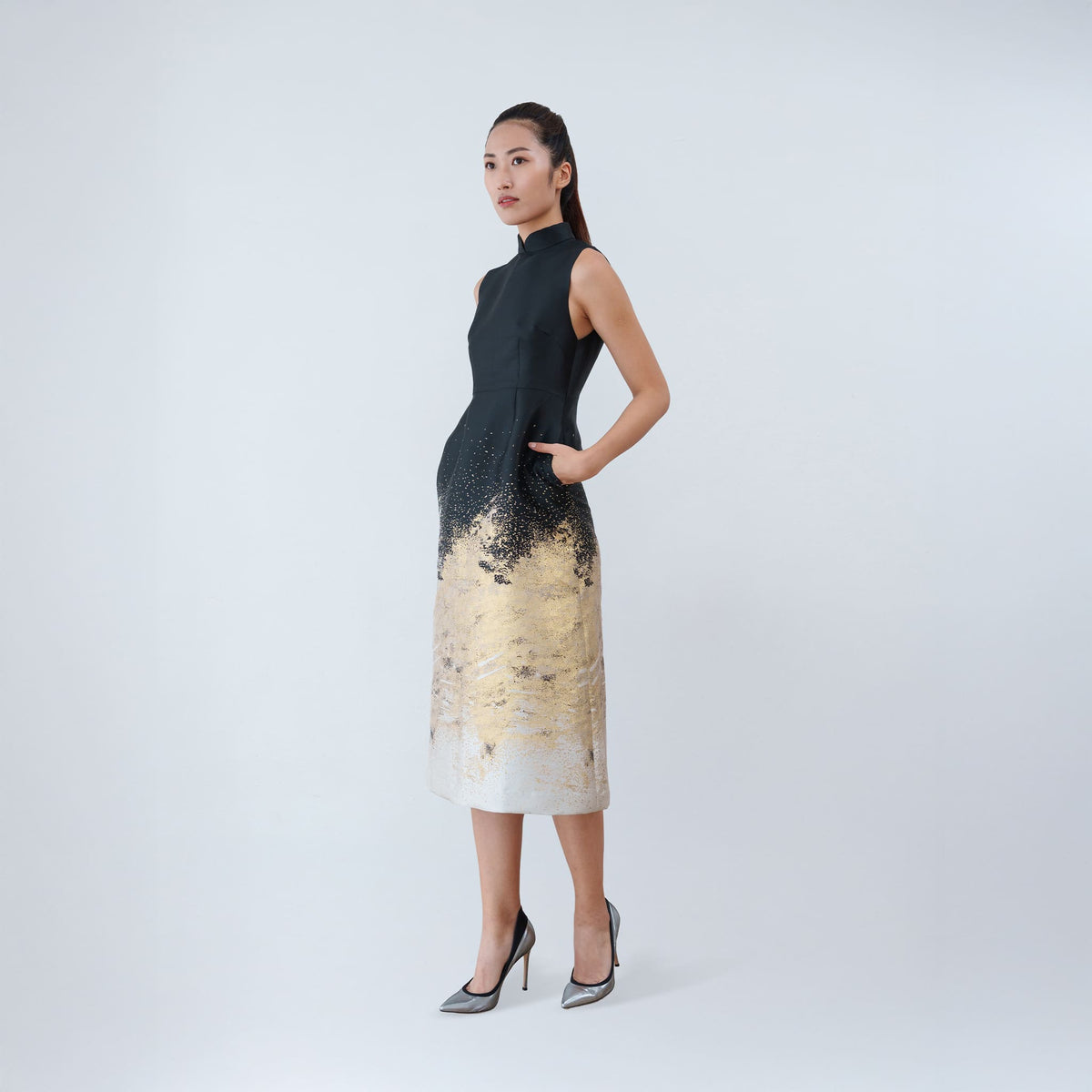 QIPOLOGY - Black Gradient Qipao, buy at DOORS NYC