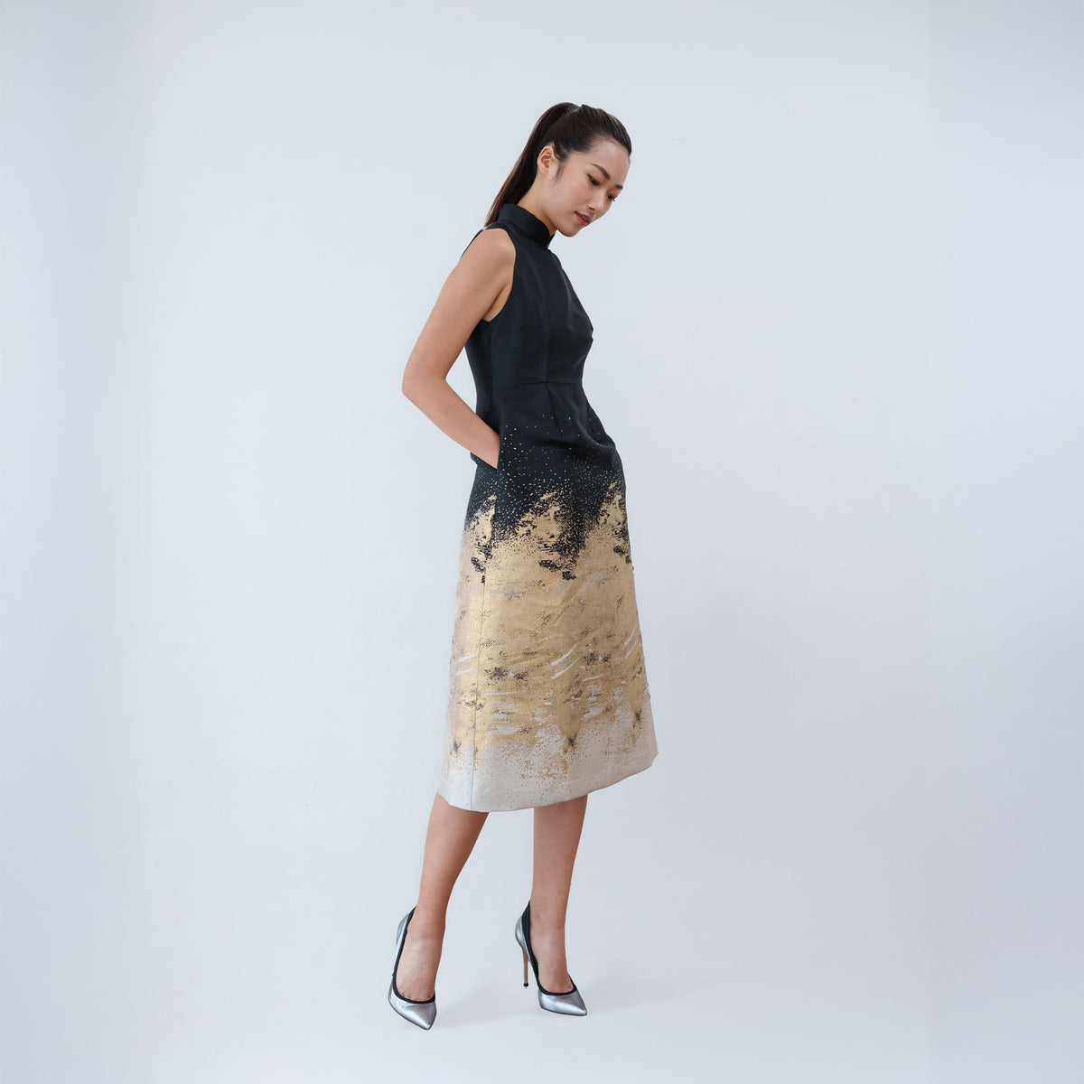 QIPOLOGY - Black Gradient Qipao, buy at DOORS NYC