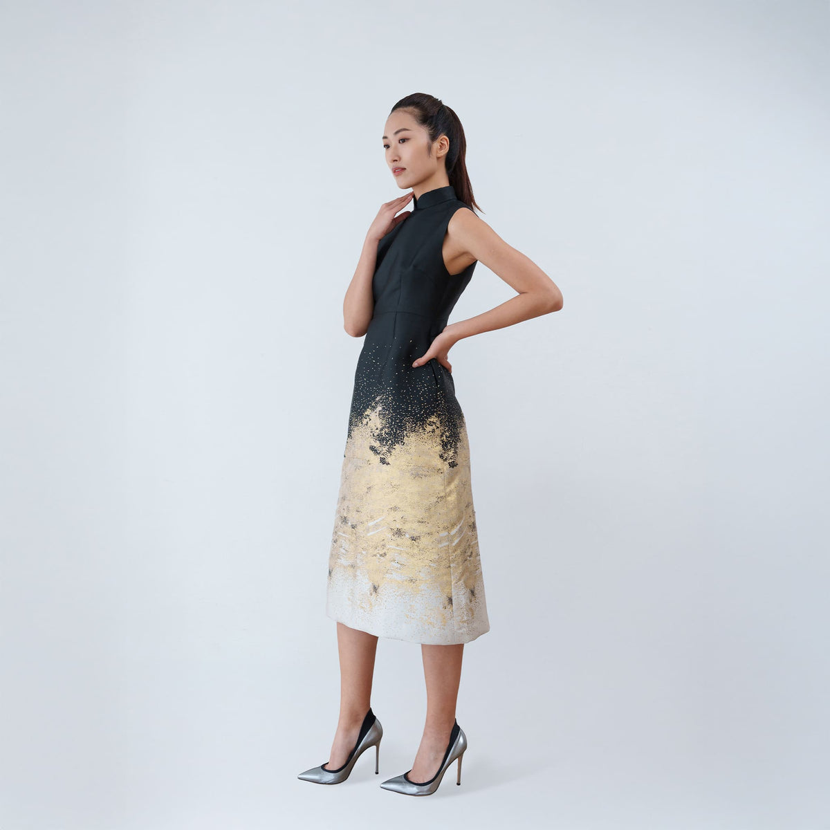 QIPOLOGY - Black Gradient Qipao, buy at DOORS NYC