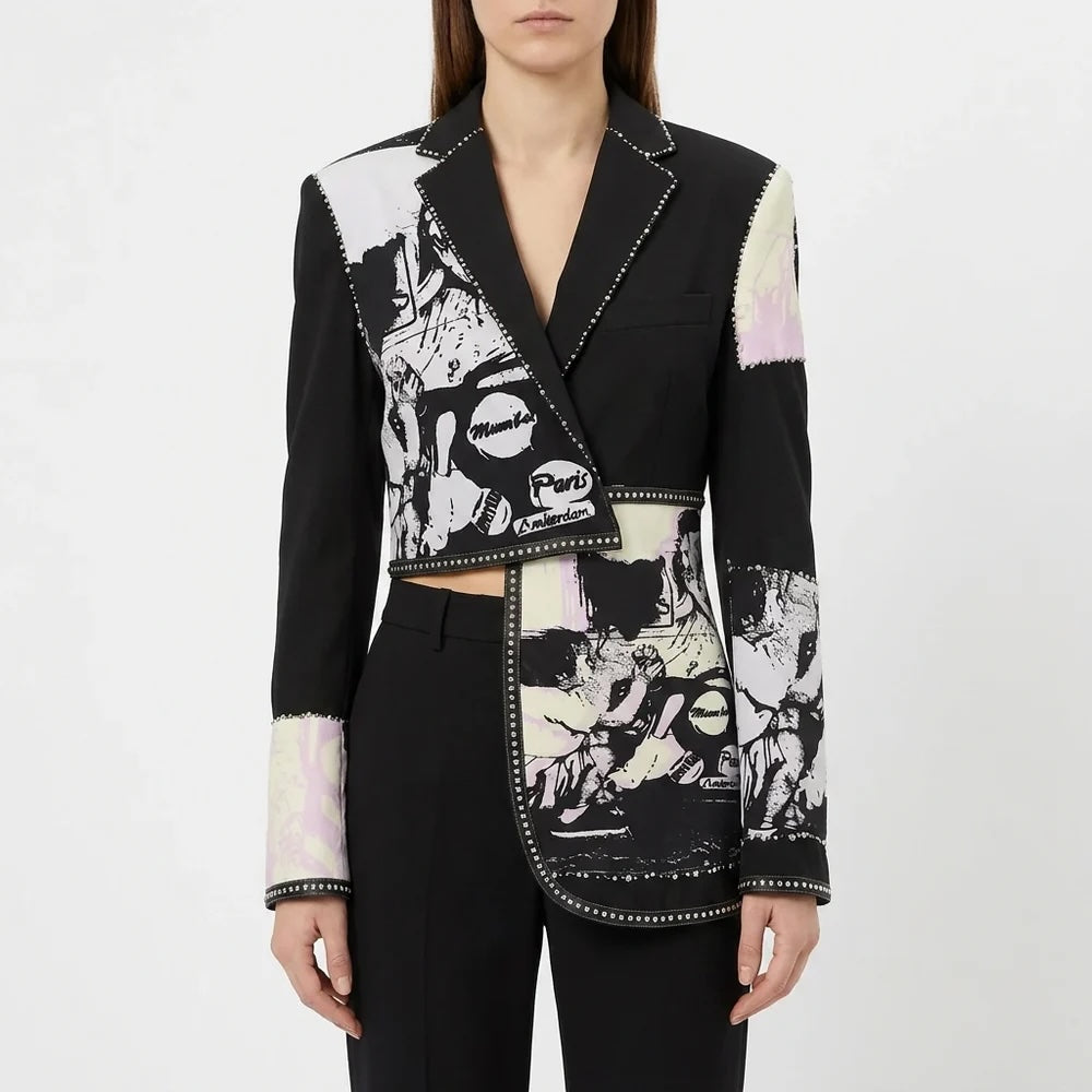 PAPER DOLLS - Black Graphic Blazer, buy at DOORS NYC