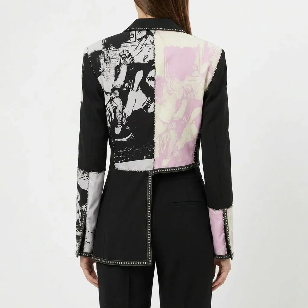 PAPER DOLLS - Black Graphic Blazer, buy at DOORS NYC