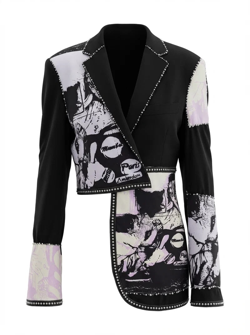 PAPER DOLLS - Black Graphic Blazer, buy at DOORS NYC