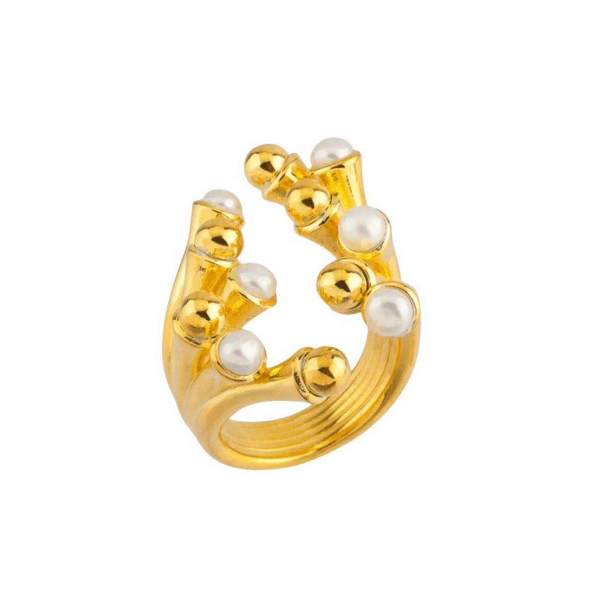 LINYA JEWELRY -Pearl Cage Ring | Gold, buy at DOORS NYC