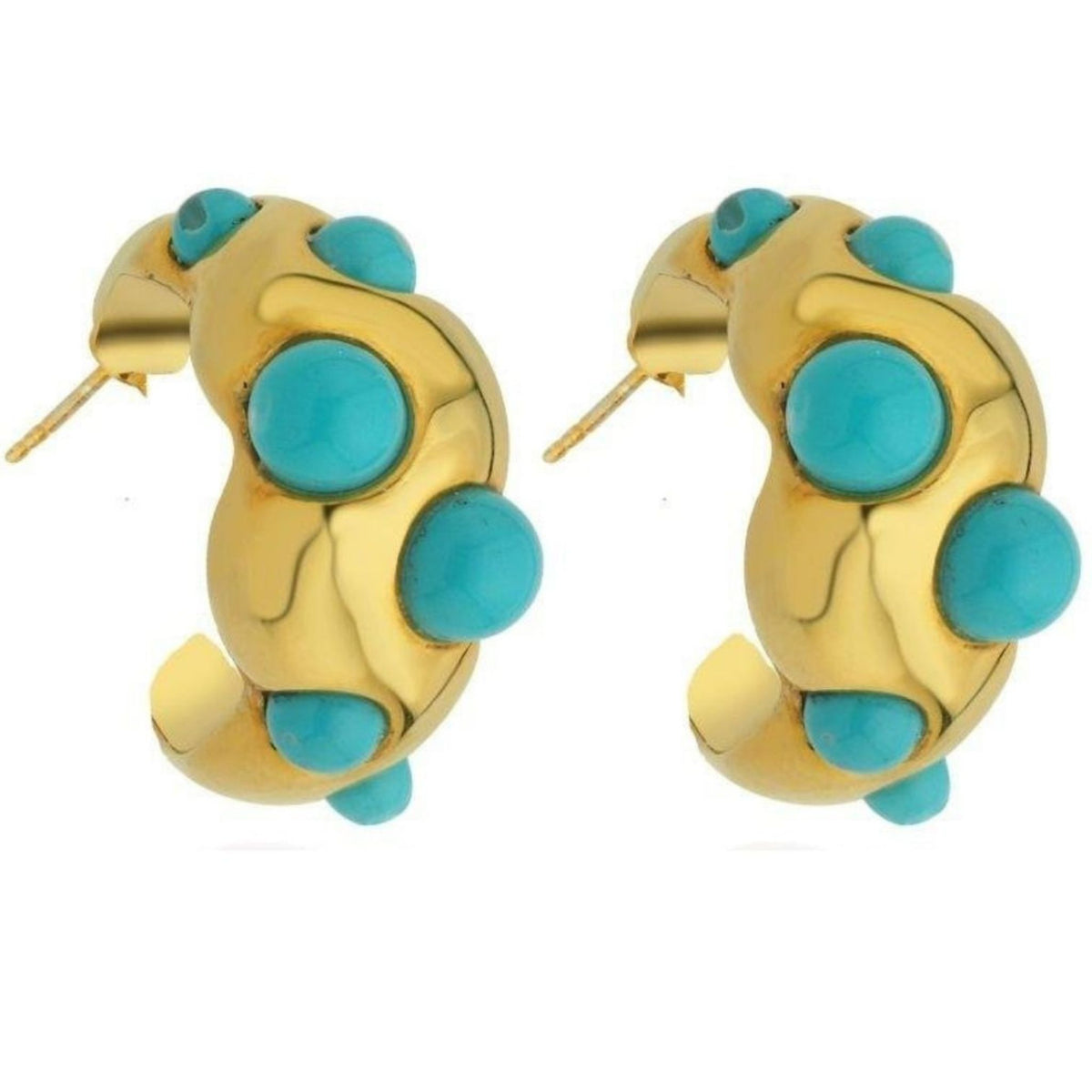 LINYA JEWELRY - Turquoise Hoop Earring, buy at DOORS NYC