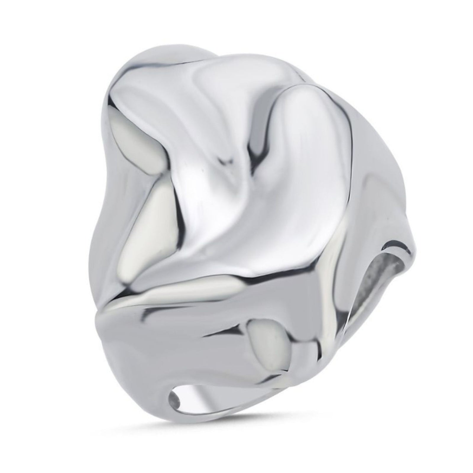LINYA JEWELRY - Shiny Silver Hammered Big Ring, buy at DOORS NYC