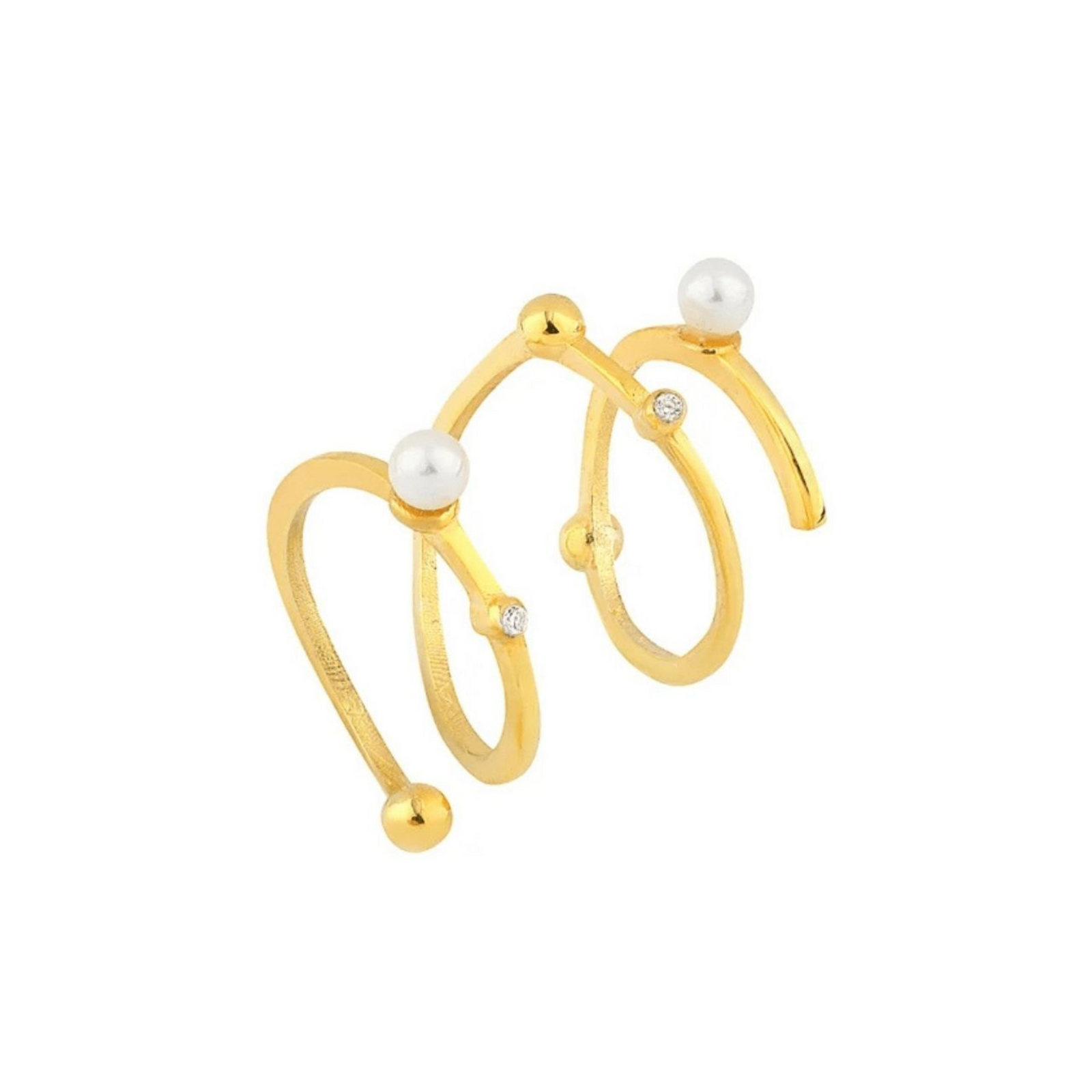 Spiral Pearl Ring | Gold