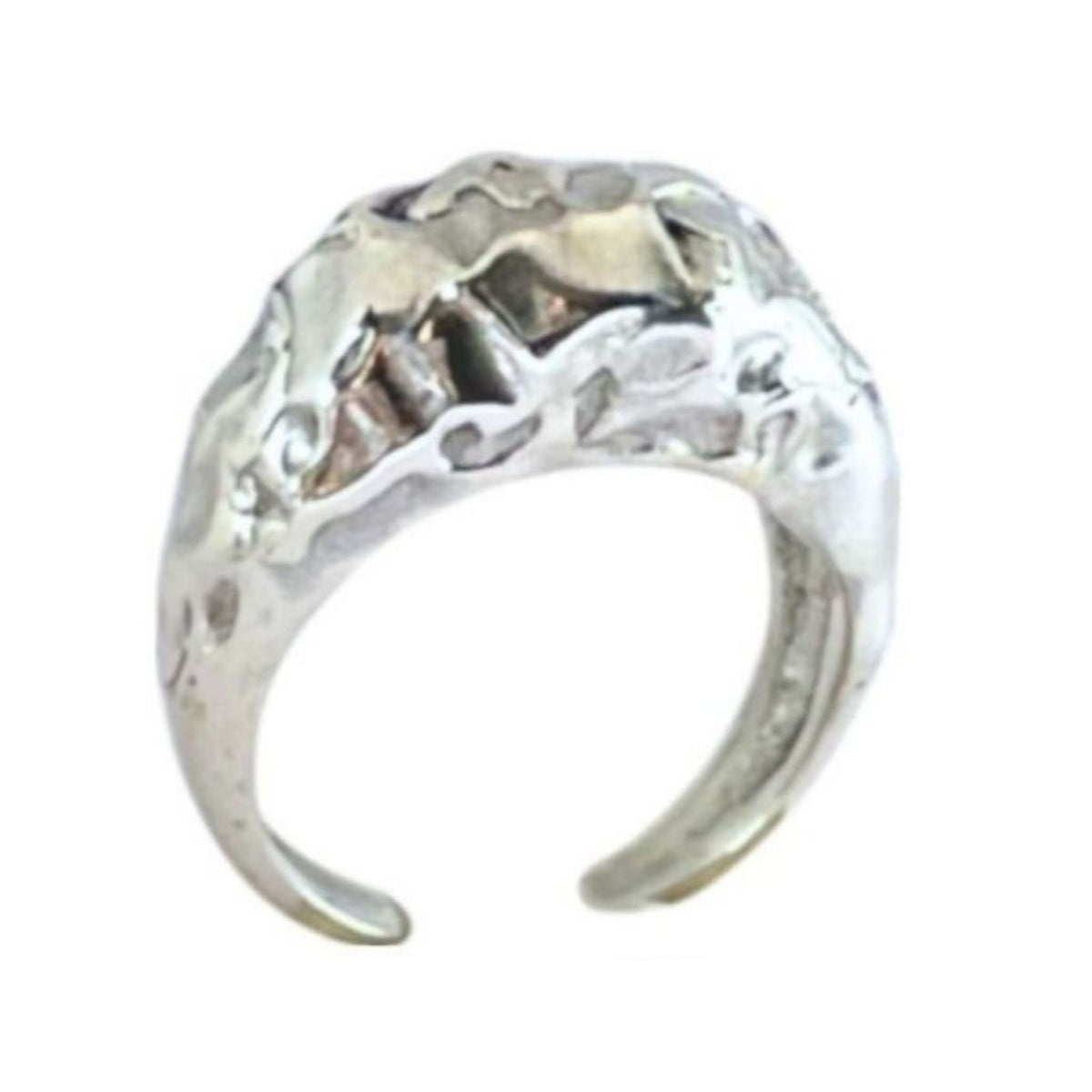 LINYA JEWELRY - Amorphous Shiny Silver Oval Signet Ring, buy at DOORS NYC
