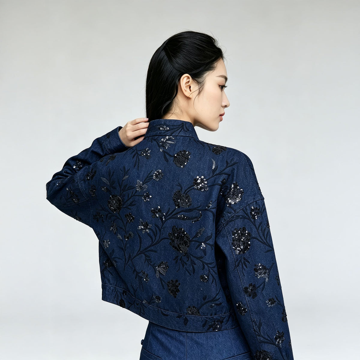 QIPOLOGY - Blue Cropped Jacket, buy at DOORS NYC