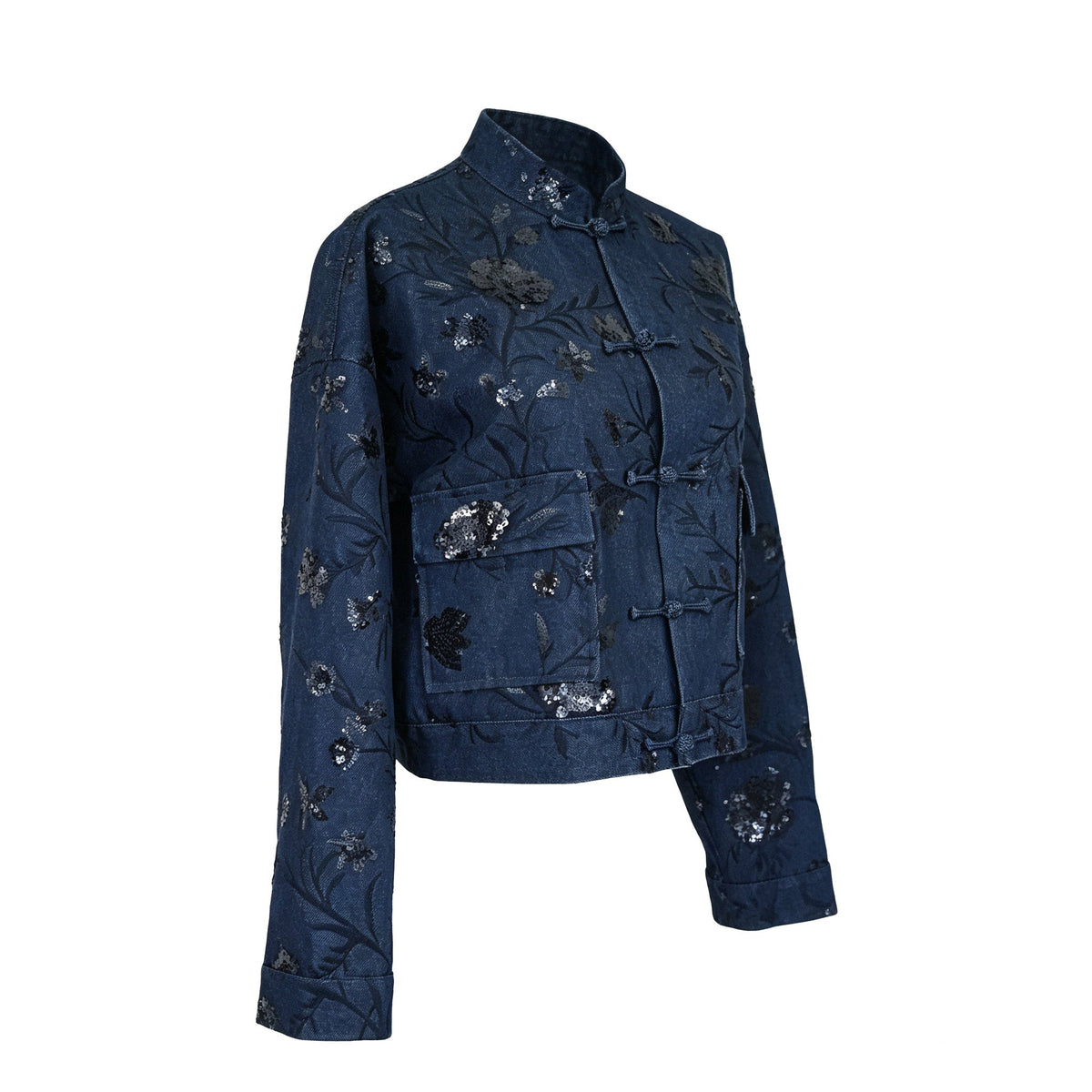 QIPOLOGY - Blue Cropped Jacket, buy at DOORS NYC