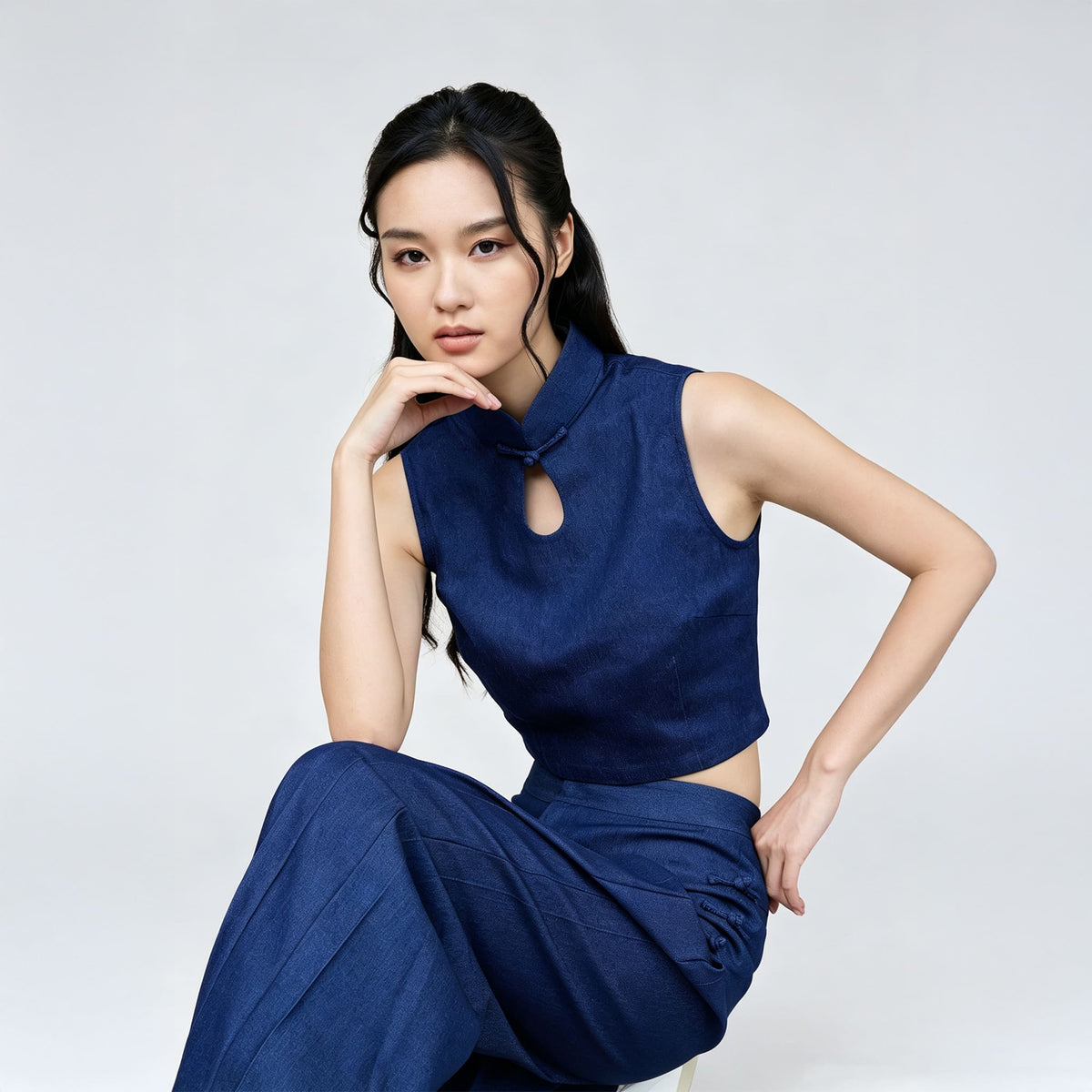 QIPOLOGY - Blue Keyhole Top, buy at DOORS NYC