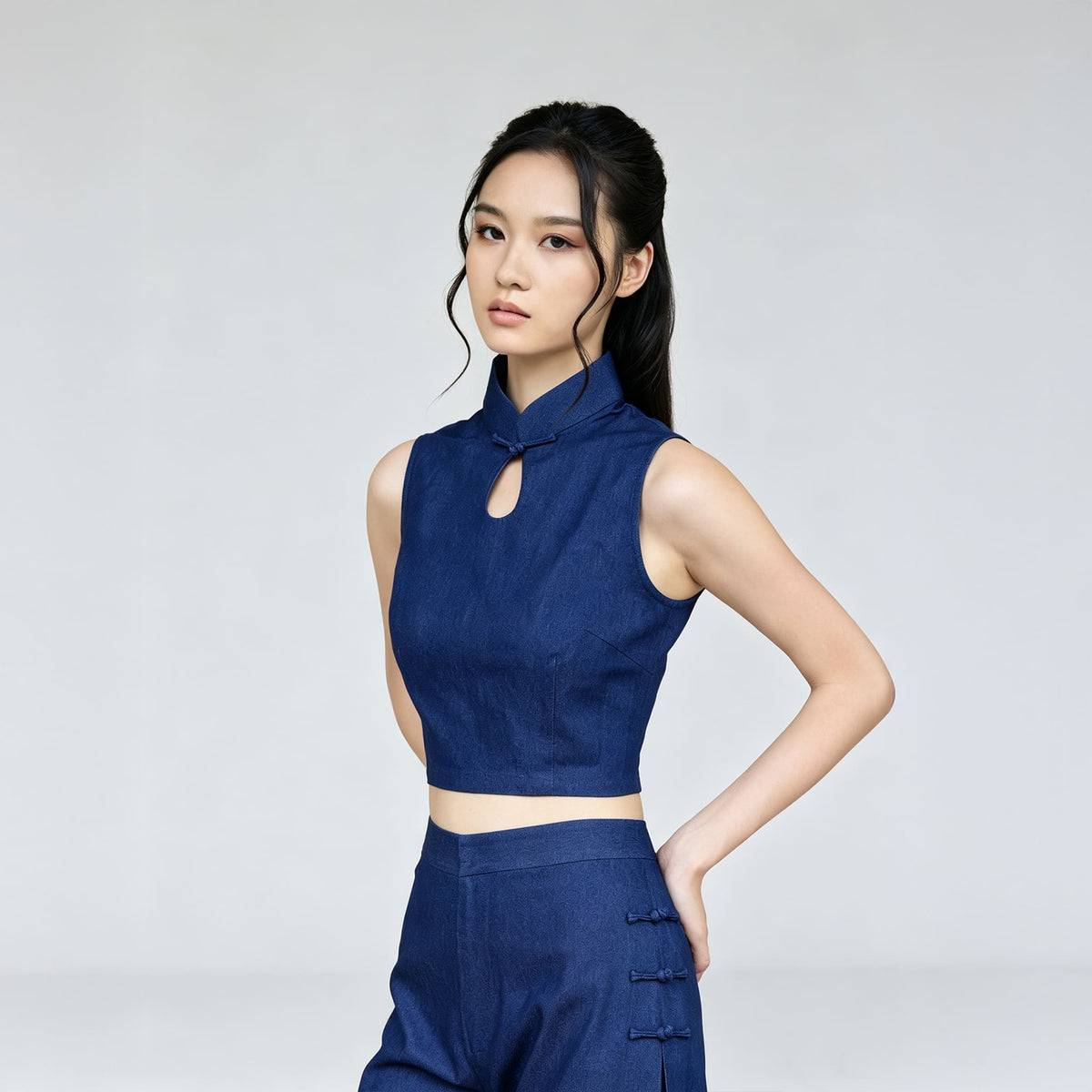 QIPOLOGY - Blue Keyhole Top, buy at DOORS NYC