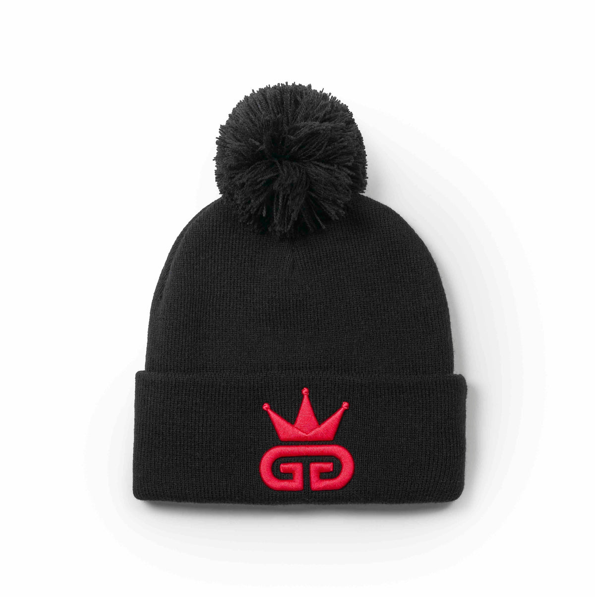 Black Beanie with Red Woven Logo
