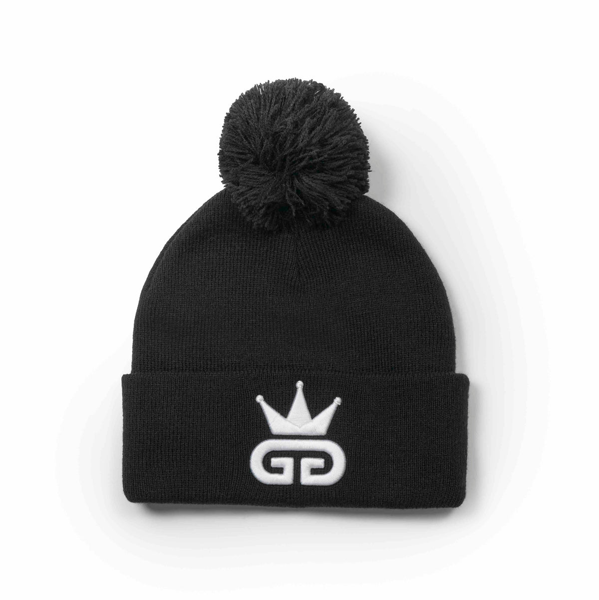 Black Beanie with White Woven Logo