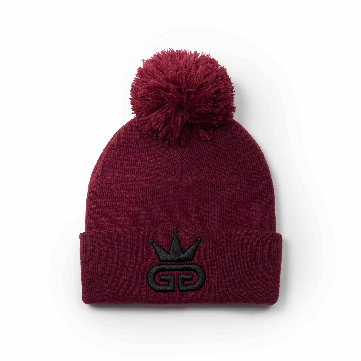 Burgundy Beanie with Black Woven Logo