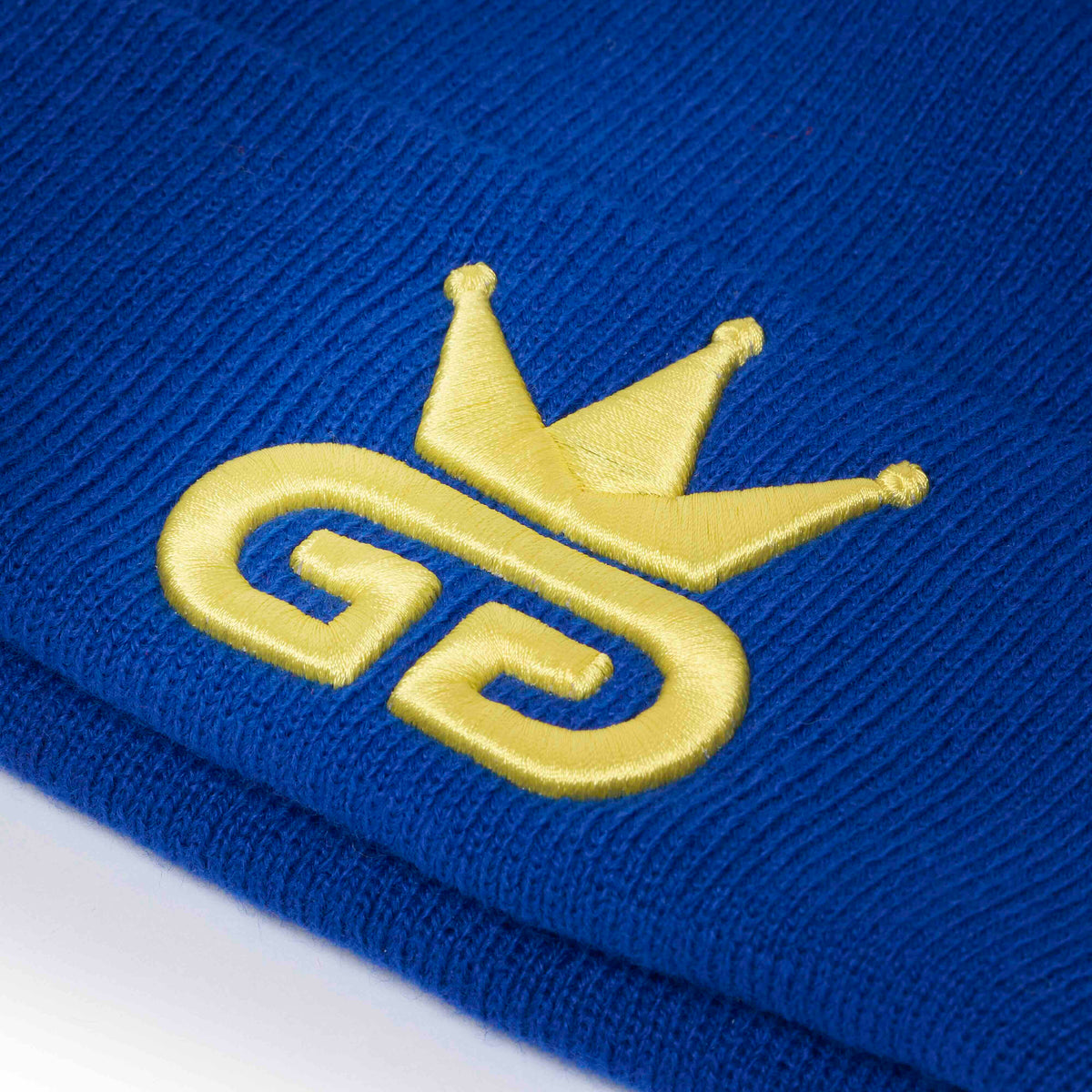 Egyptian Blue Beanie with Yellow Woven Logo