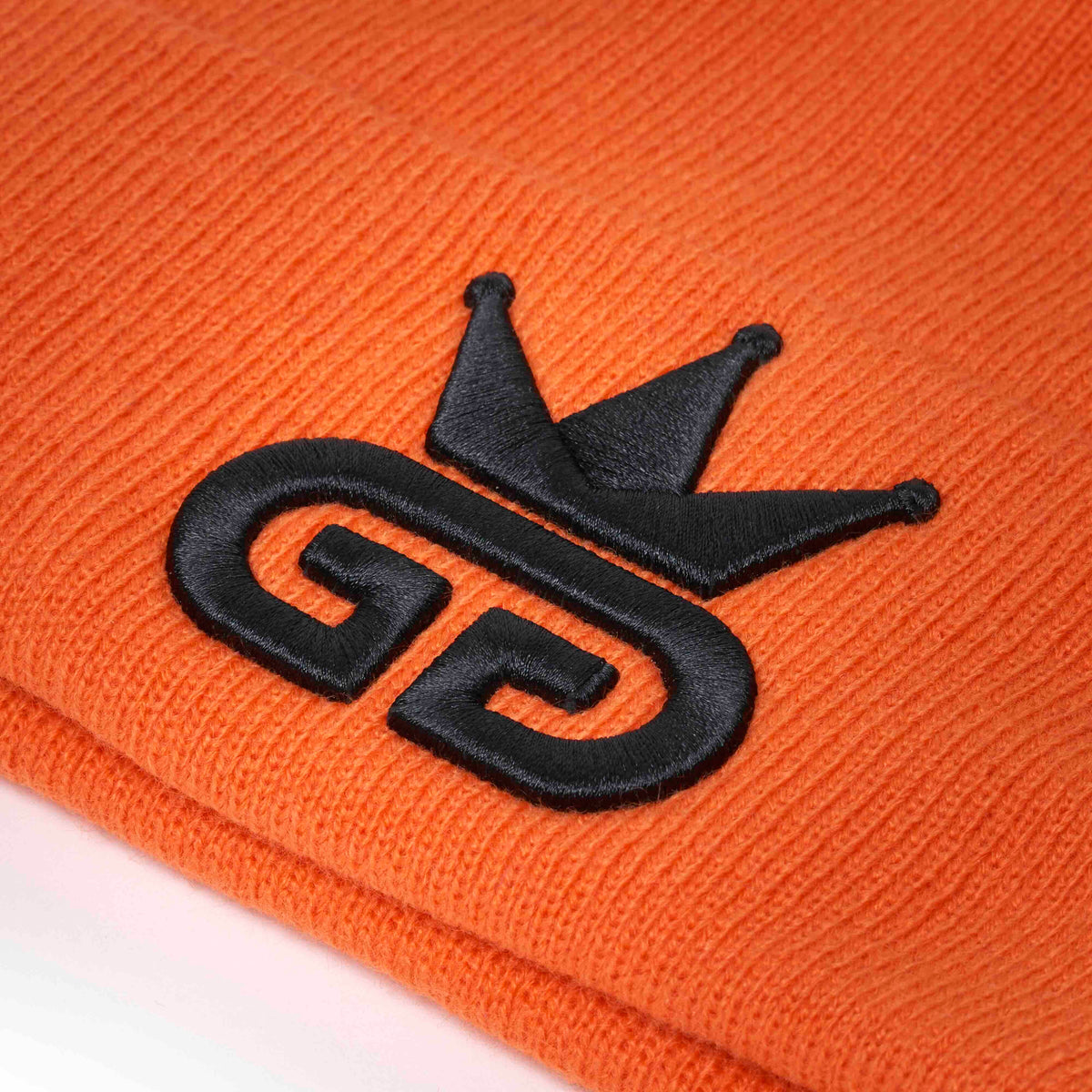 Orange Royal Beanie with Black Woven Logo