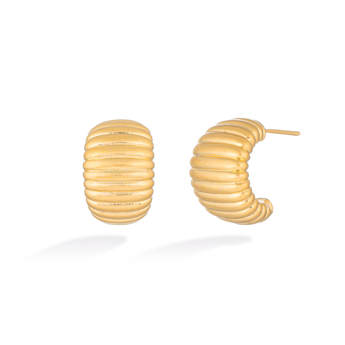 Gold Ribbed French-Style Earrings