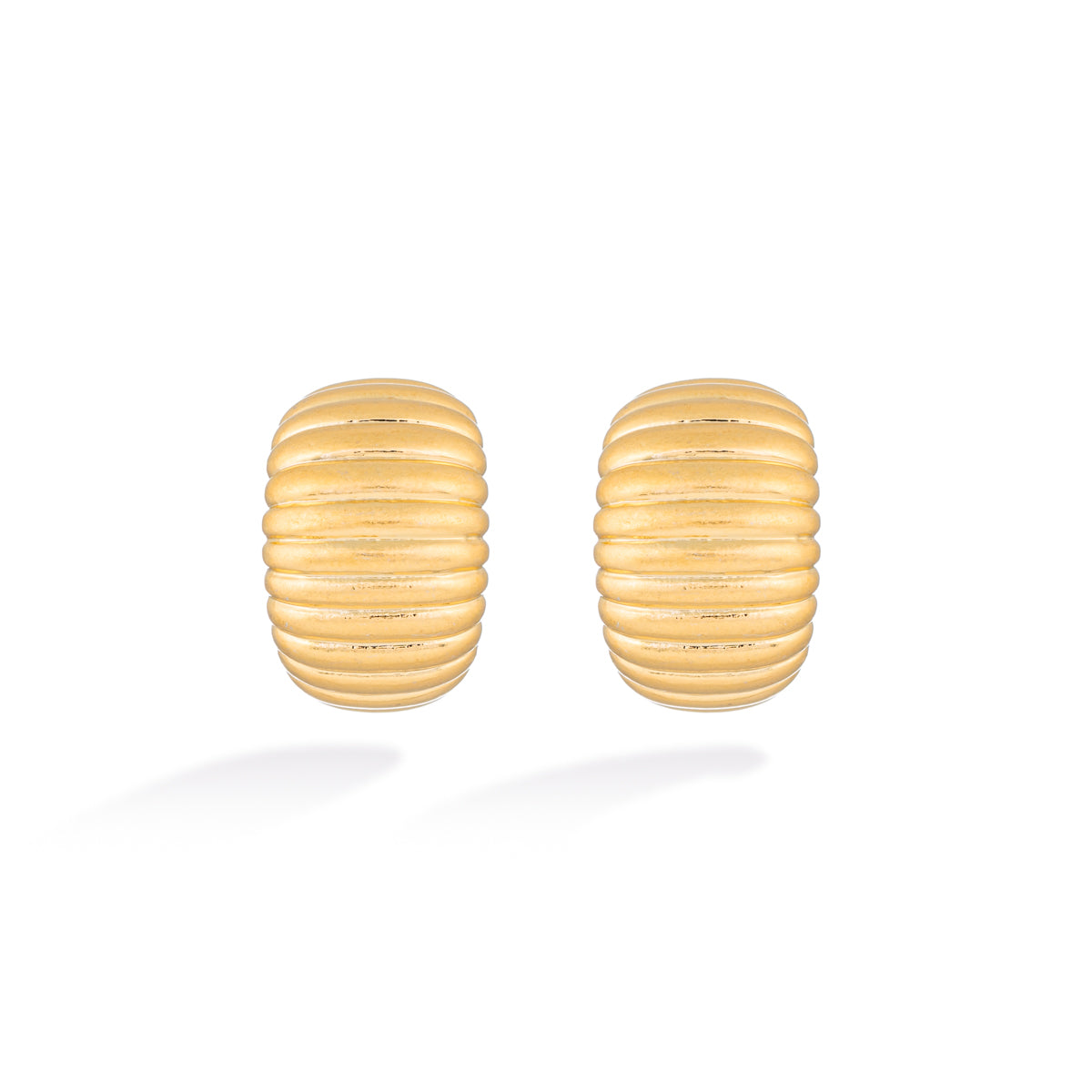 Gold Ribbed French-Style Earrings