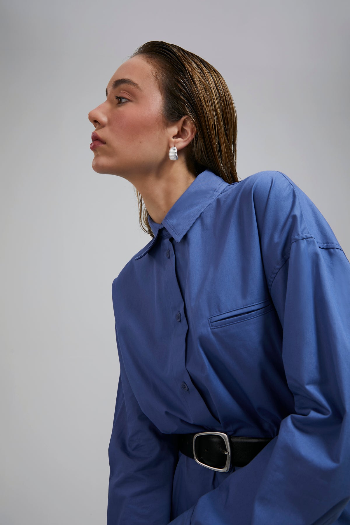 Silver Ribbed French-Style Earrings
